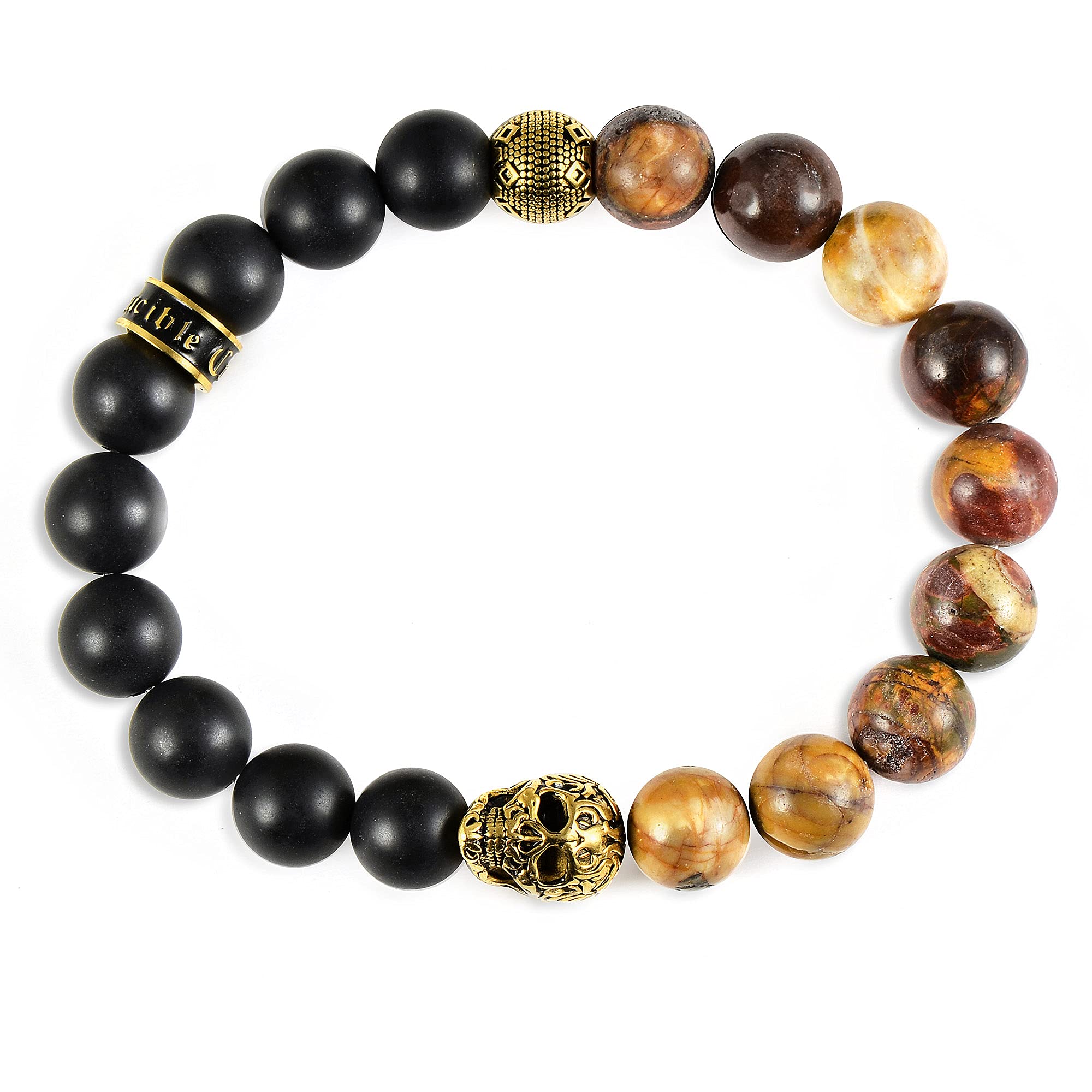 Foto 2 | Pulsera Crucible De Acero Inoxidable Chapada En Oro Con Calavera - Venta Internacional.