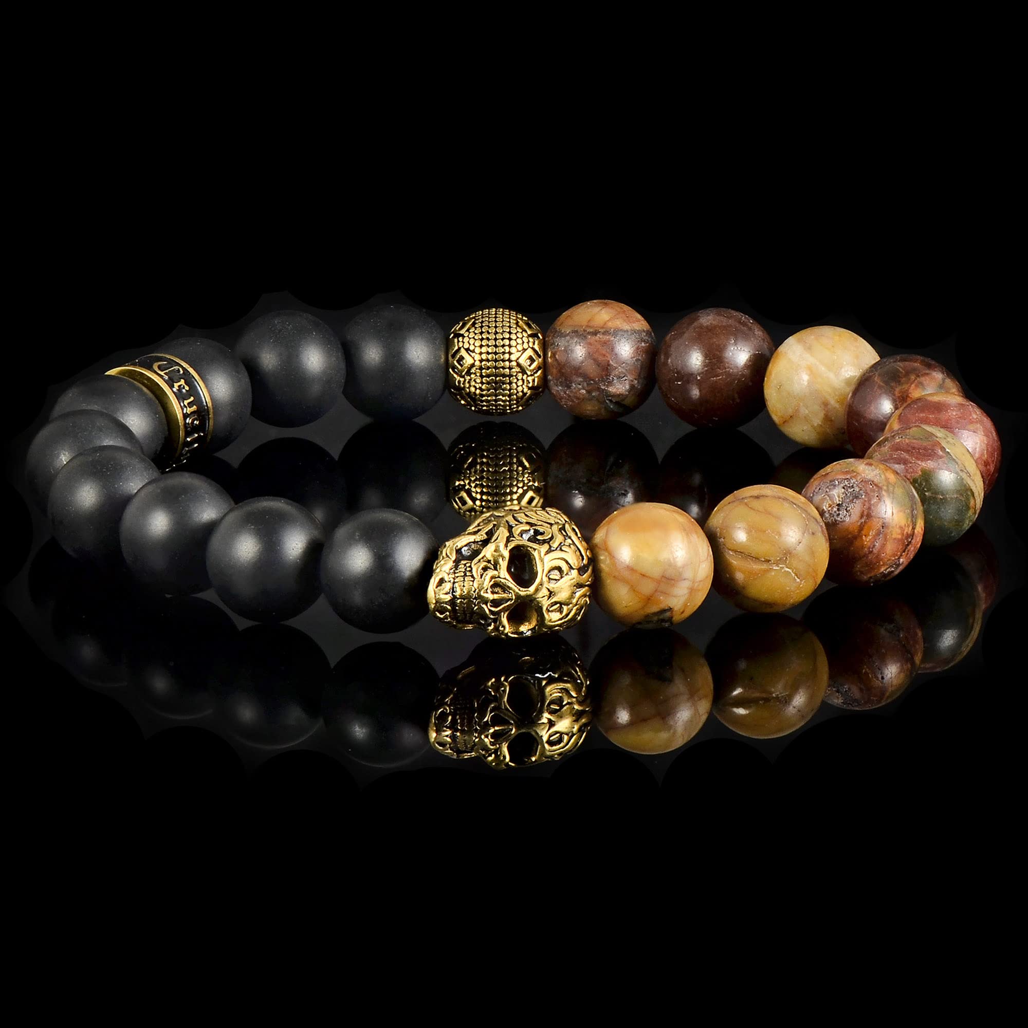 Foto 5 | Pulsera Crucible De Acero Inoxidable Chapada En Oro Con Calavera - Venta Internacional.