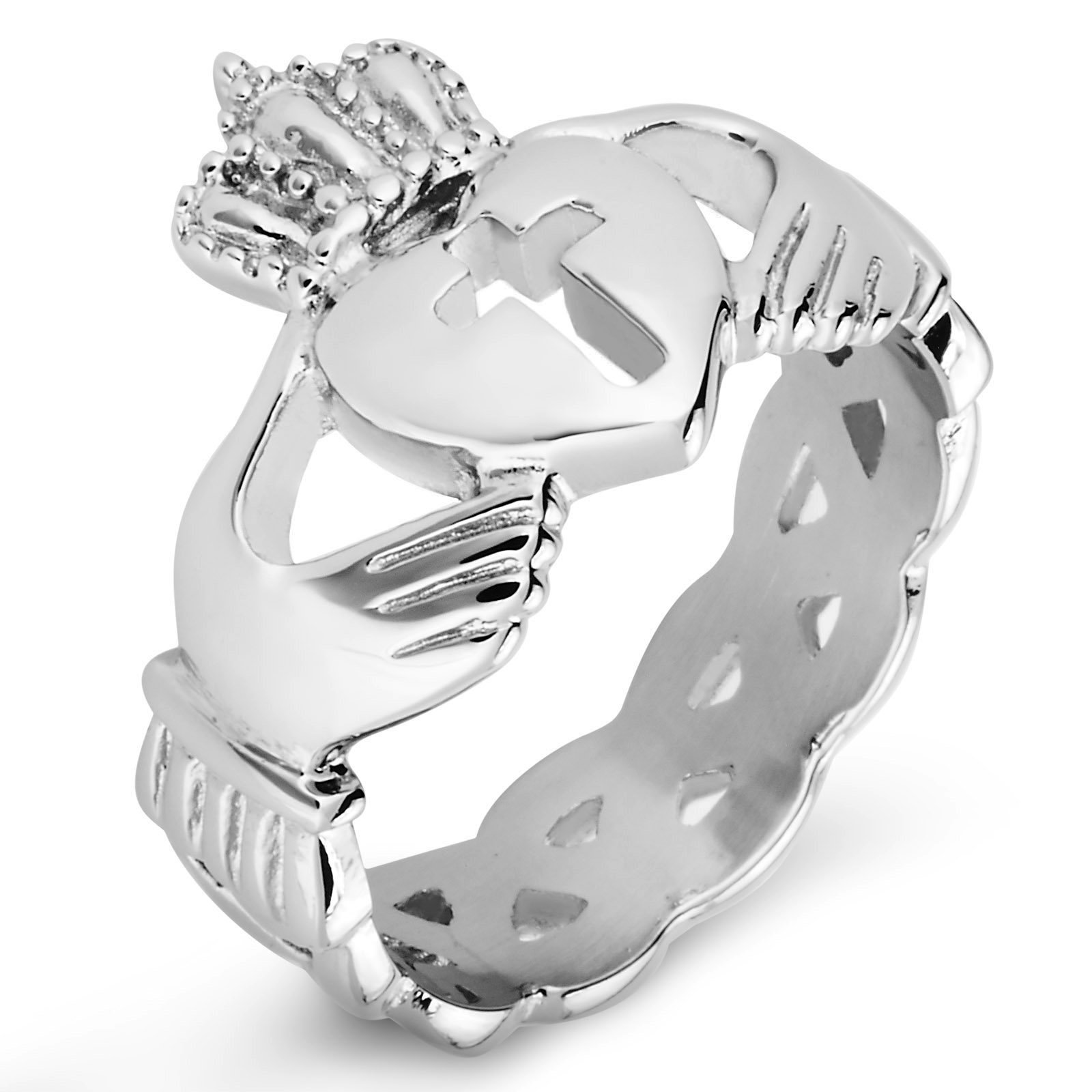 Foto 2 pulgar | Anillo West Coast Jewelry Claddagh De Acero Con Forma De Cruz Recortada - Venta Internacional.