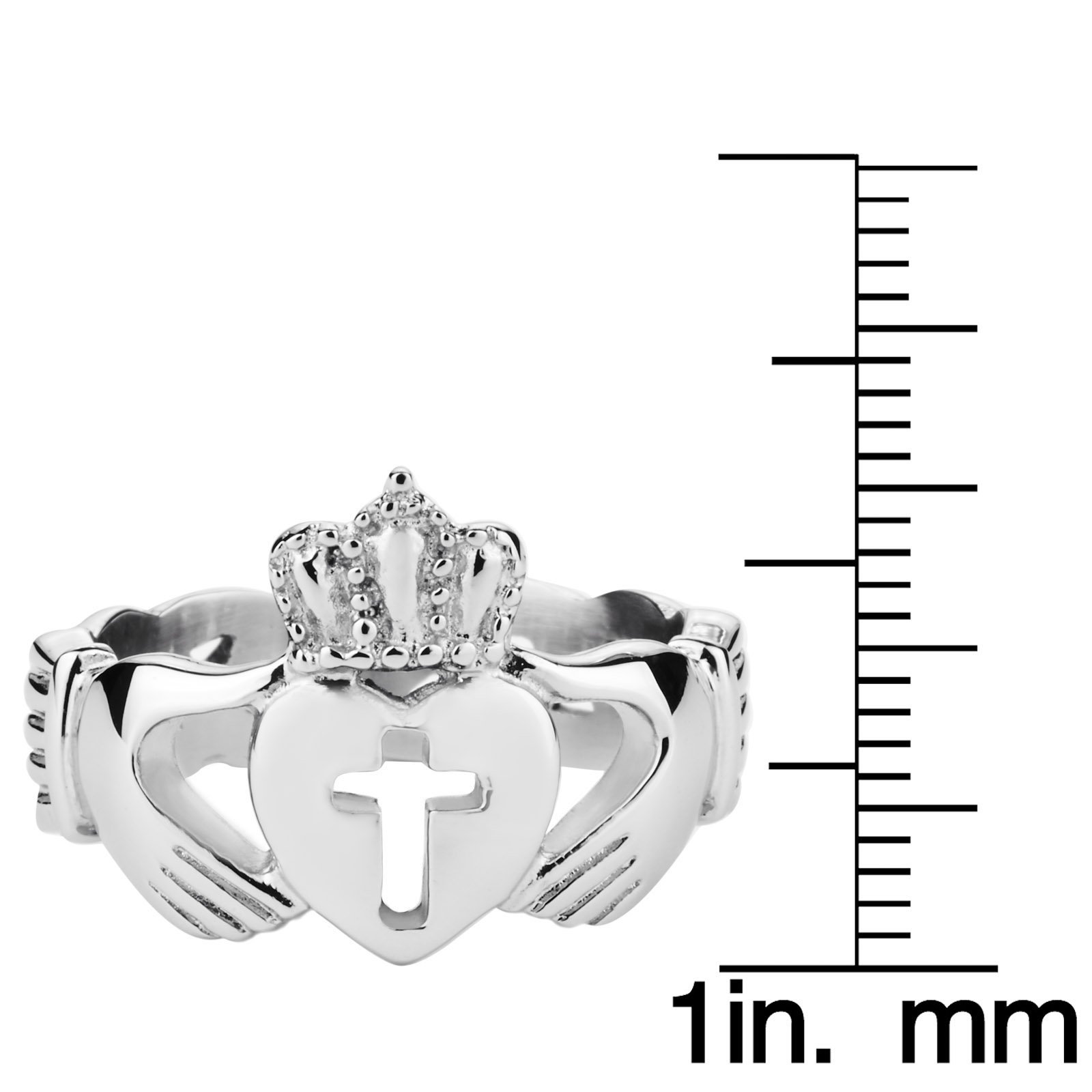 Foto 4 pulgar | Anillo West Coast Jewelry Claddagh De Acero Con Forma De Cruz Recortada - Venta Internacional.