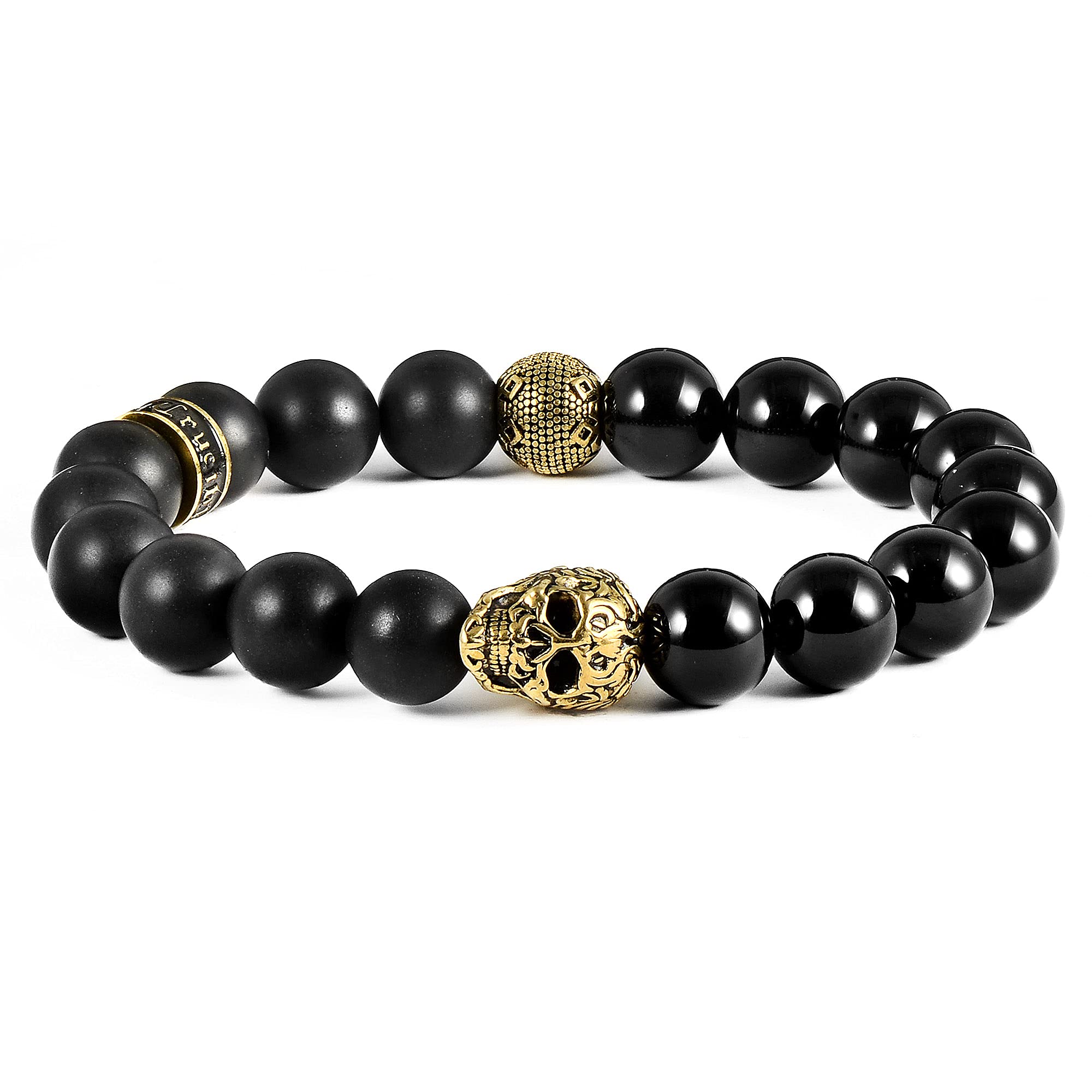 Foto 1 | Brazalete Crisol De Acero Inoxidable Chapado En Oro Con Piedra Ónice - Venta Internacional.