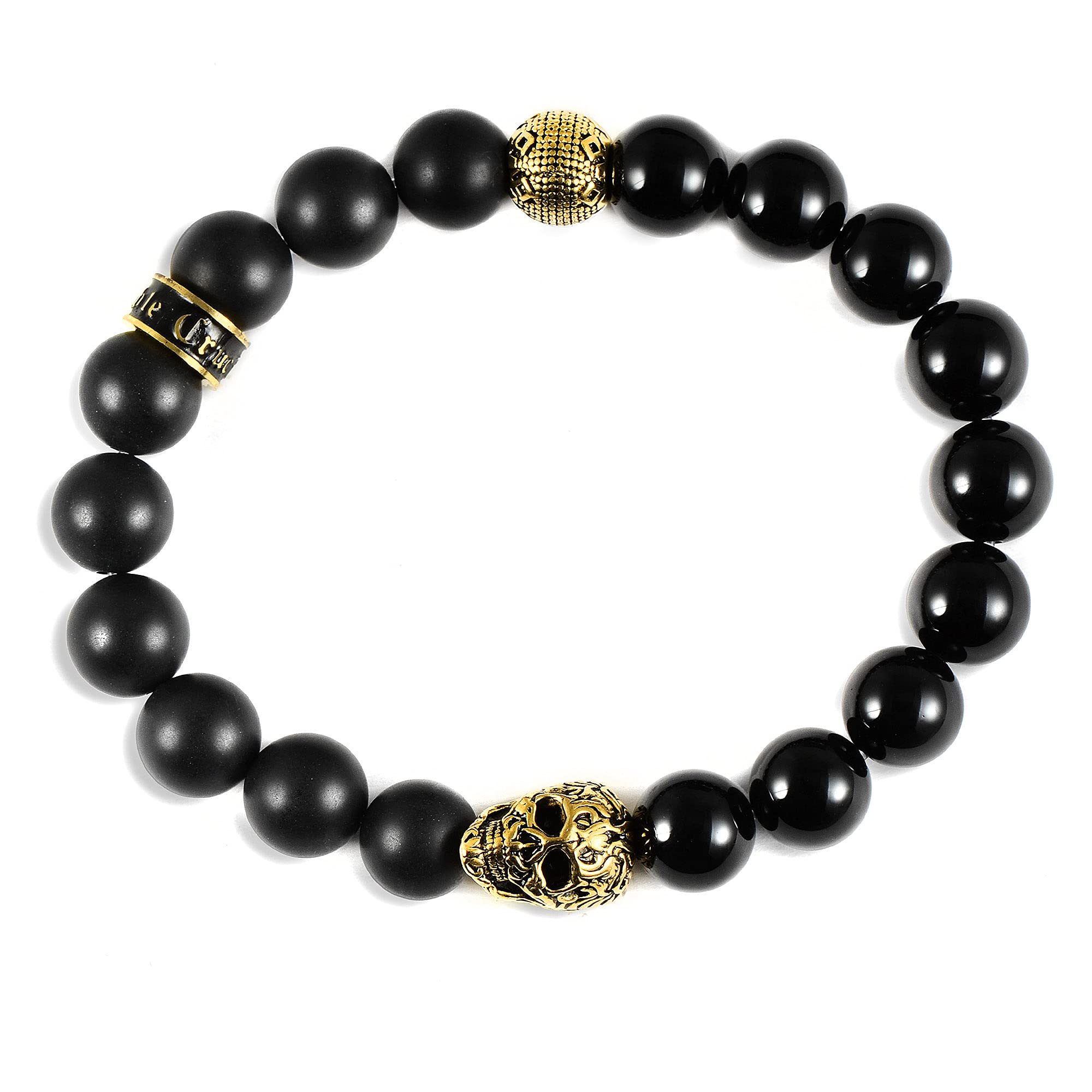 Foto 2 | Brazalete Crisol De Acero Inoxidable Chapado En Oro Con Piedra Ónice - Venta Internacional.