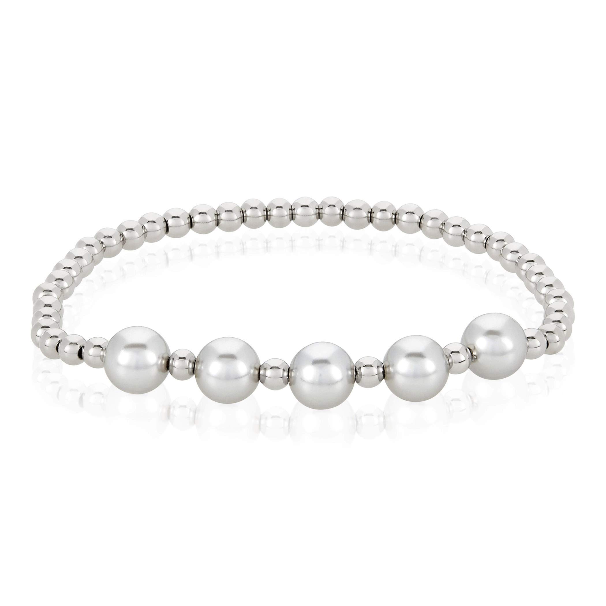 Foto 2 pulgar | Pulsera West Coast Jewelry Elya Crystal Pearl De Acero Inoxidable - Venta Internacional.