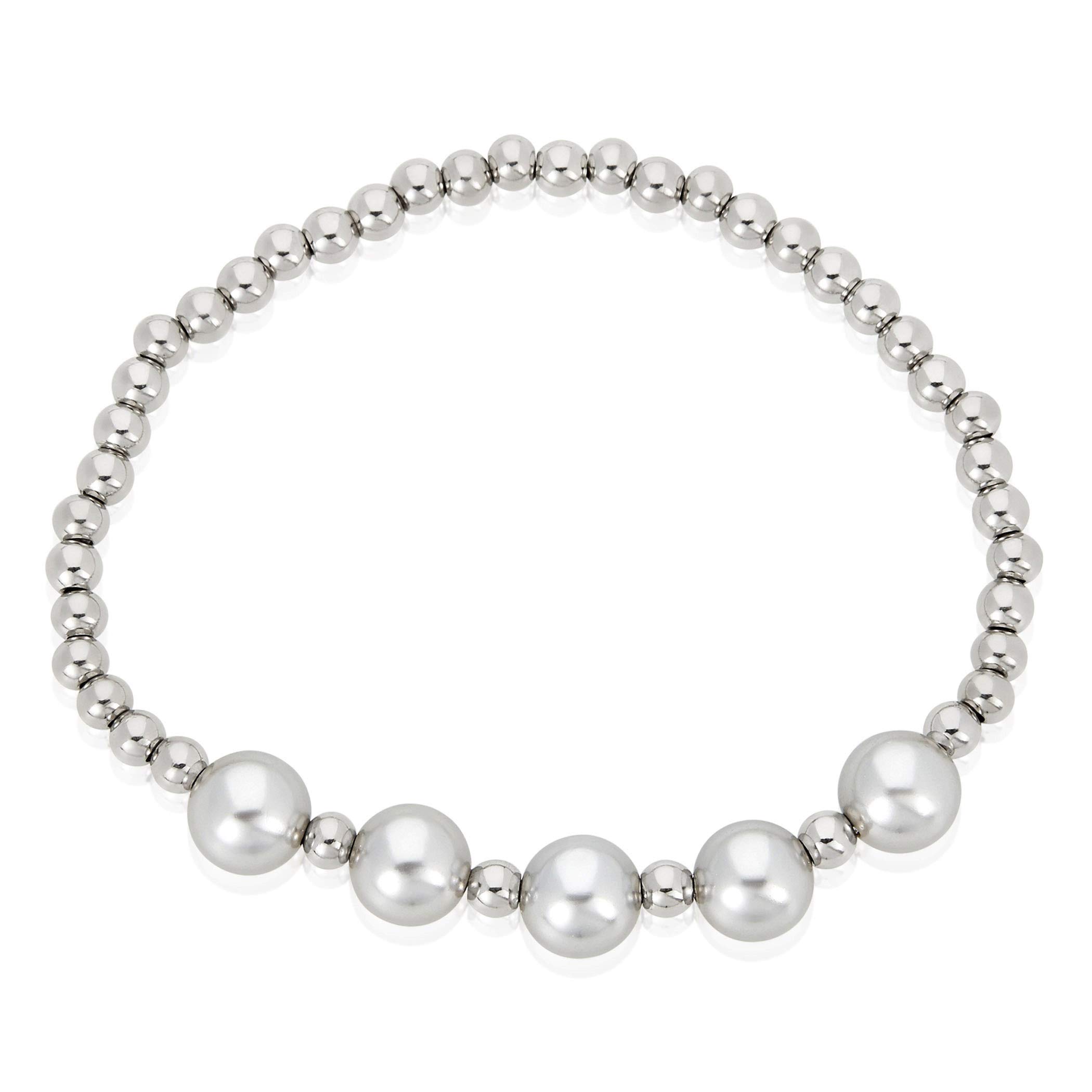 Foto 3 pulgar | Pulsera West Coast Jewelry Elya Crystal Pearl De Acero Inoxidable - Venta Internacional.