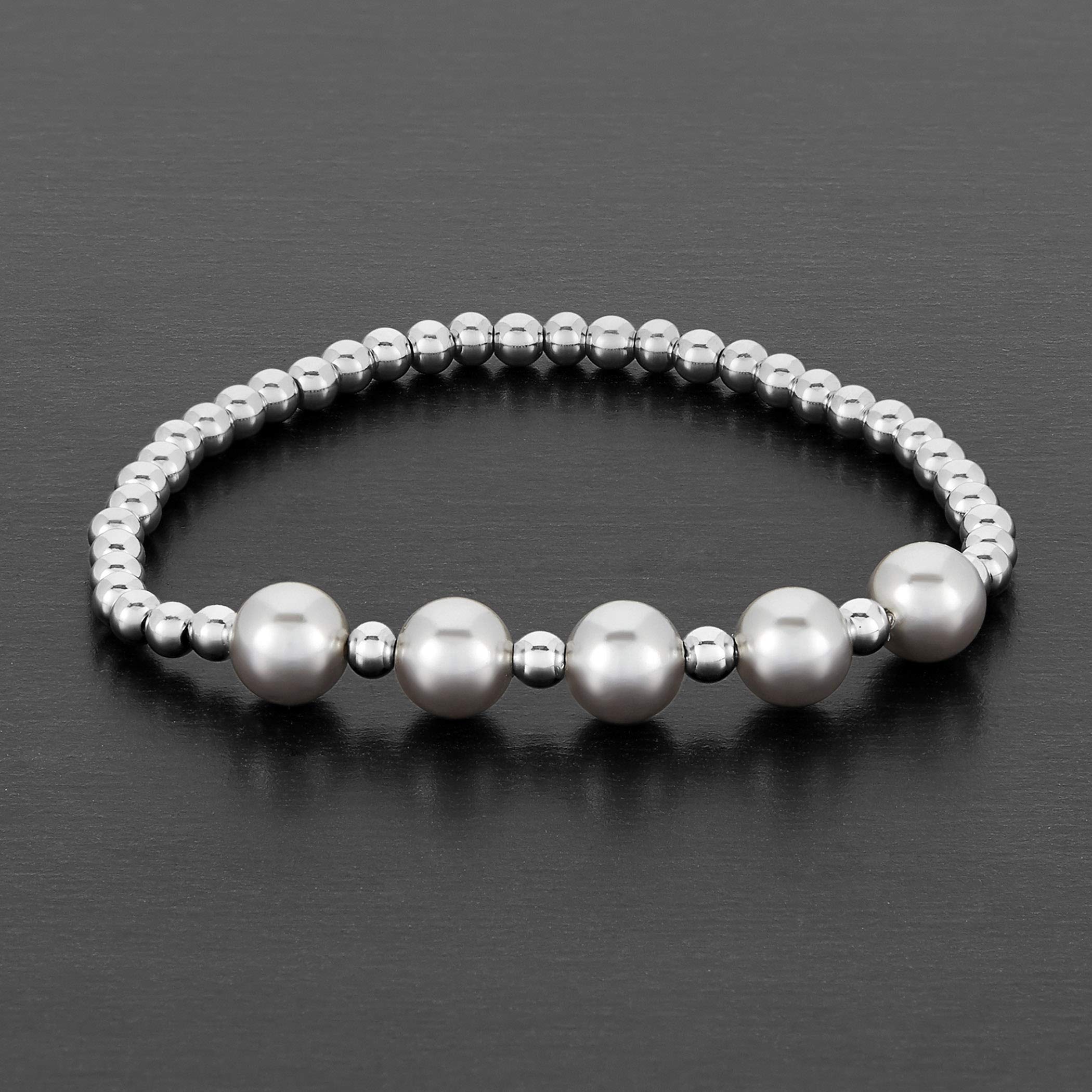 Foto 5 pulgar | Pulsera West Coast Jewelry Elya Crystal Pearl De Acero Inoxidable - Venta Internacional.