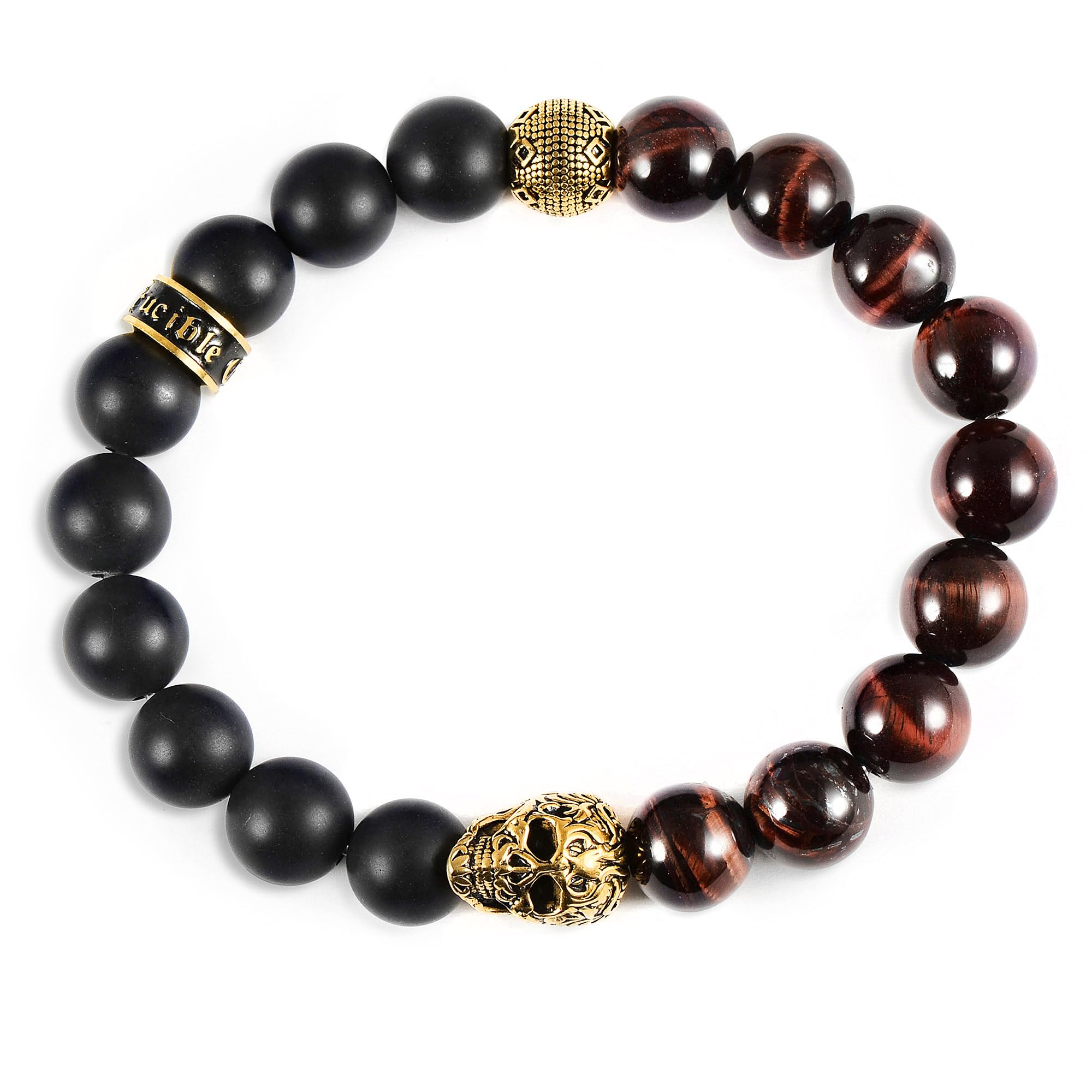 Foto 3 pulgar | Pulsera Crucible De Acero Inoxidable Chapada En Oro Con Calavera - Venta Internacional.