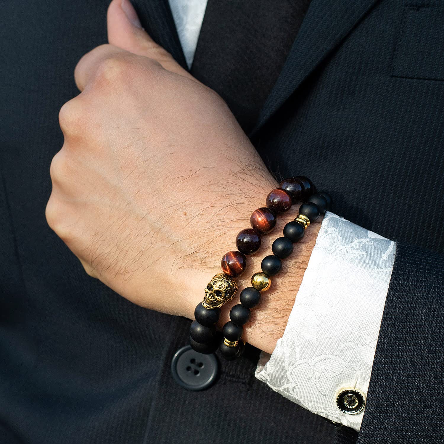 Foto 4 pulgar | Pulsera Crucible De Acero Inoxidable Chapada En Oro Con Calavera - Venta Internacional.