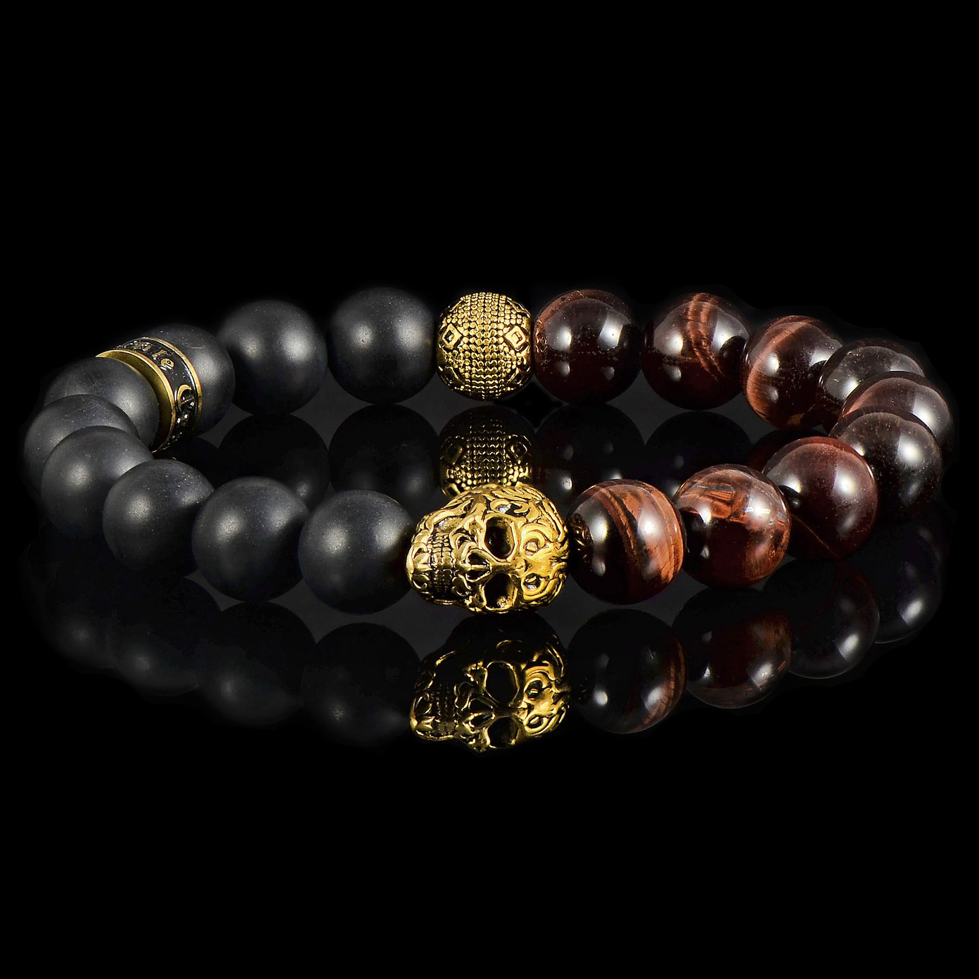 Foto 6 pulgar | Pulsera Crucible De Acero Inoxidable Chapada En Oro Con Calavera - Venta Internacional.