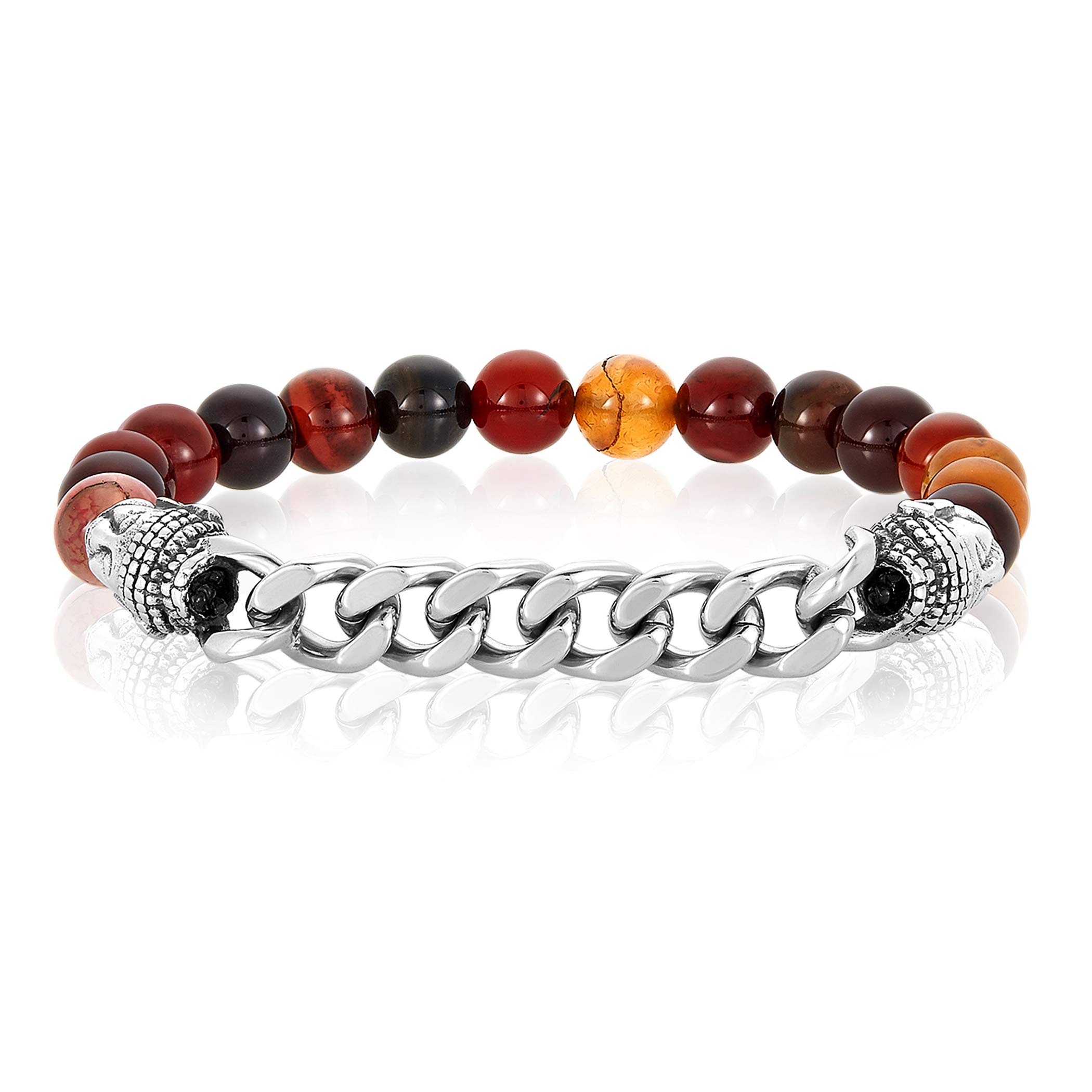 Foto 3 pulgar | Pulsera Crucible De Acero Inoxidable Con Cuentas De Ágata Roja Para Hombre - Venta Internacional.