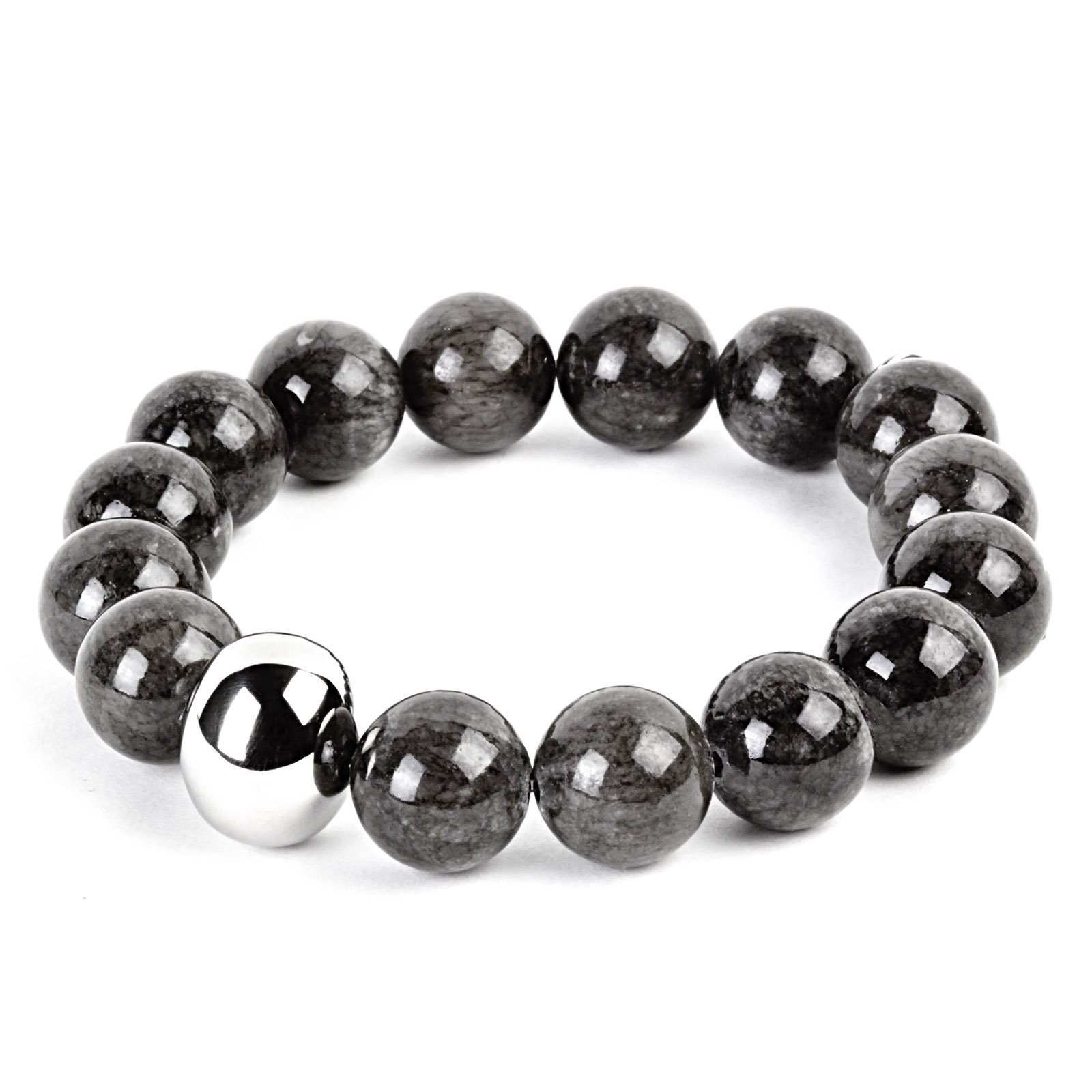 Foto 1 | Pulsera West Coast Jewelry Elya De Jade Teñido De Gris Con Cuentas De Acero - Venta Internacional.