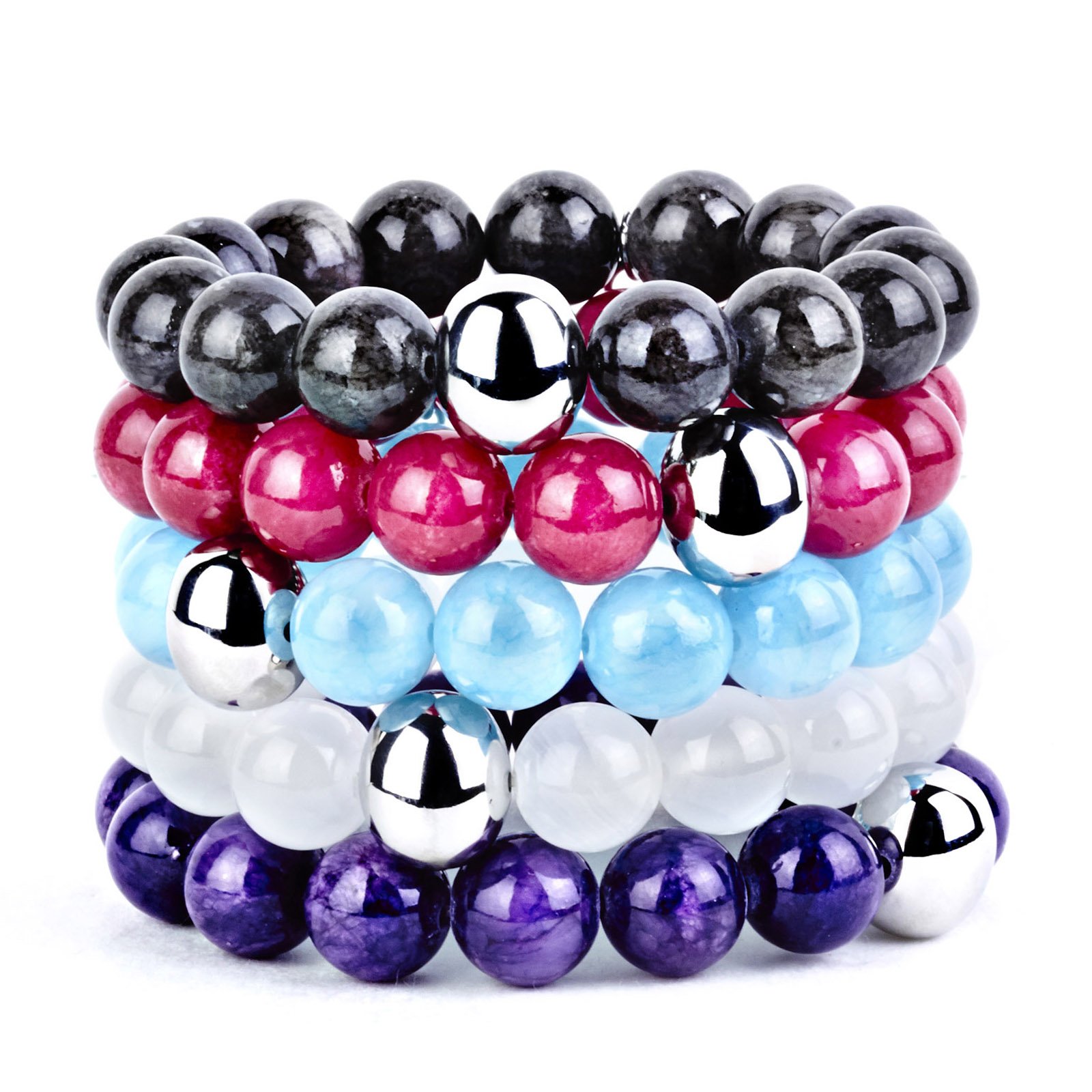 Foto 3 | Pulsera West Coast Jewelry Elya De Jade Teñido De Gris Con Cuentas De Acero - Venta Internacional.