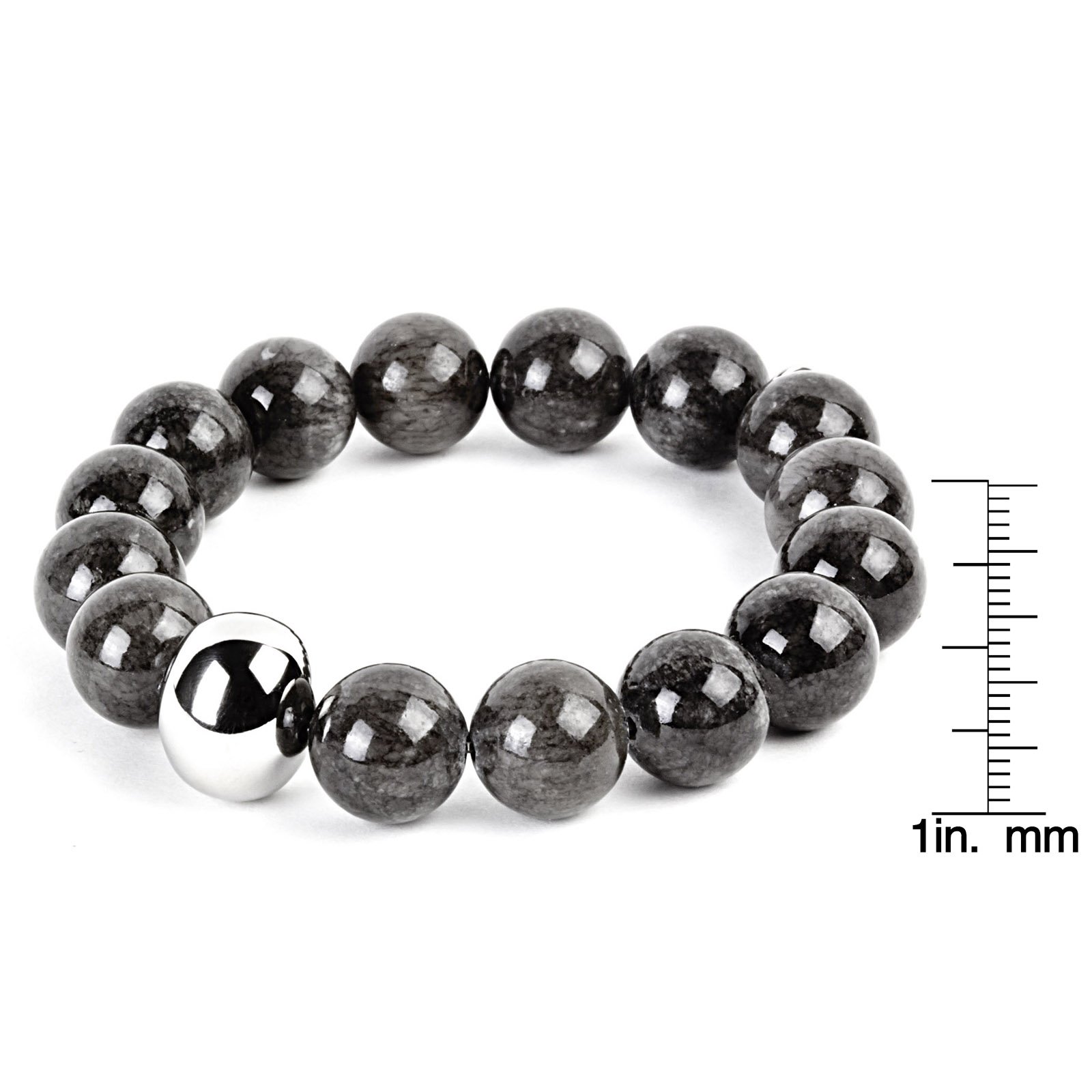 Foto 5 pulgar | Pulsera West Coast Jewelry Elya De Jade Teñido De Gris Con Cuentas De Acero - Venta Internacional.