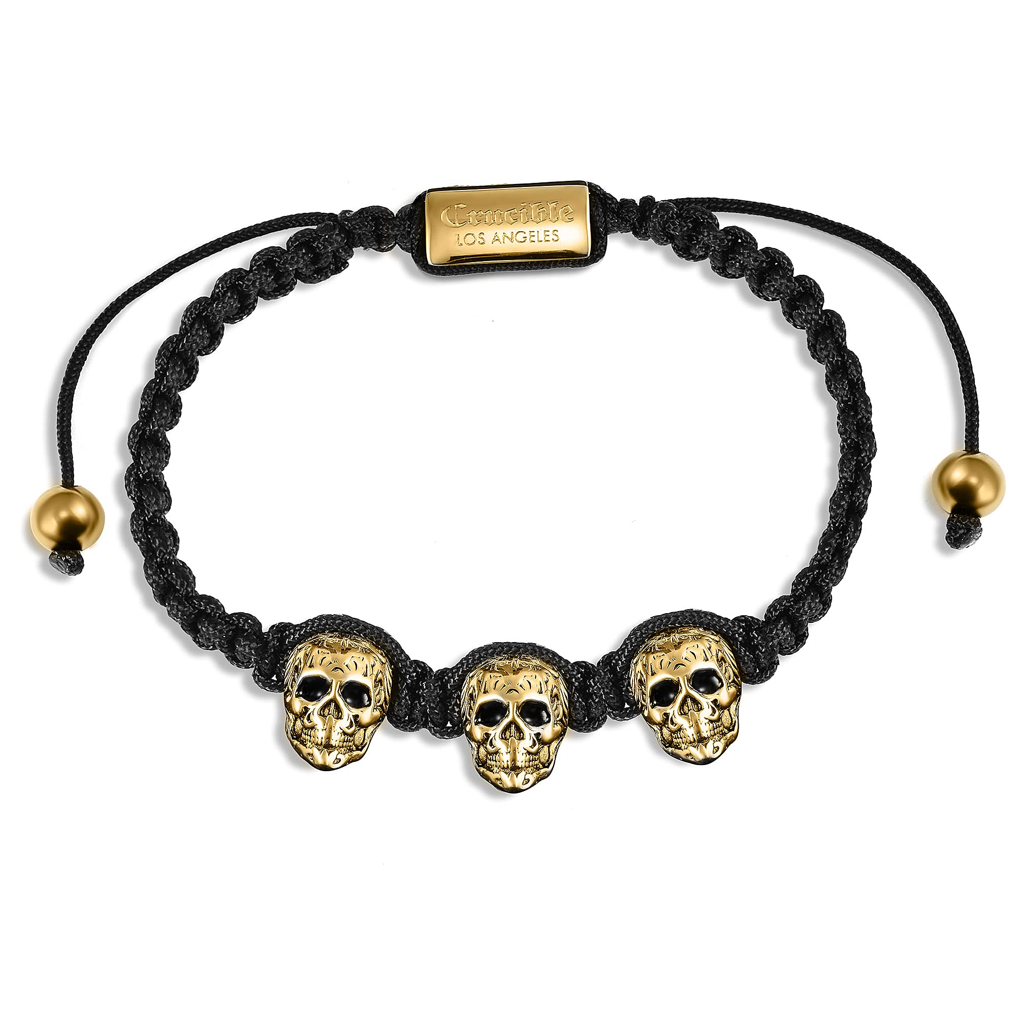 Foto 3 pulgar | Pulsera Crucible Con Calaveras De Acero Inoxidable Chapadas En Oro Envejecido - Venta Internacional.