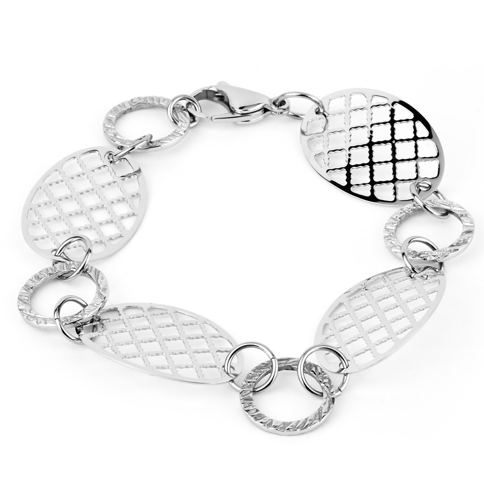 Foto 2 pulgar | Brazalete West Coast Jewelry Con Discos Recortados De Acero Inoxidable - Venta Internacional.