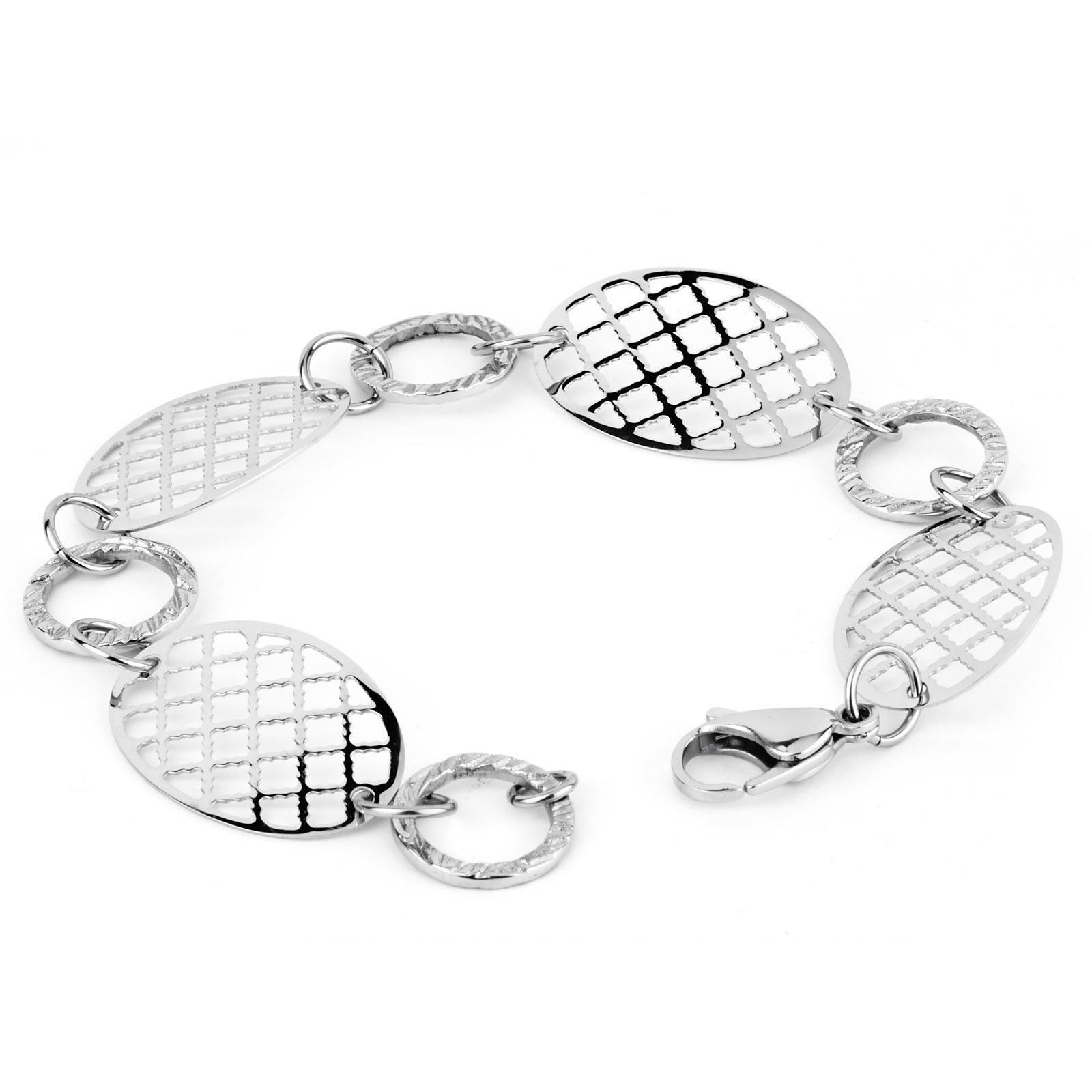 Foto 3 pulgar | Brazalete West Coast Jewelry Con Discos Recortados De Acero Inoxidable - Venta Internacional.