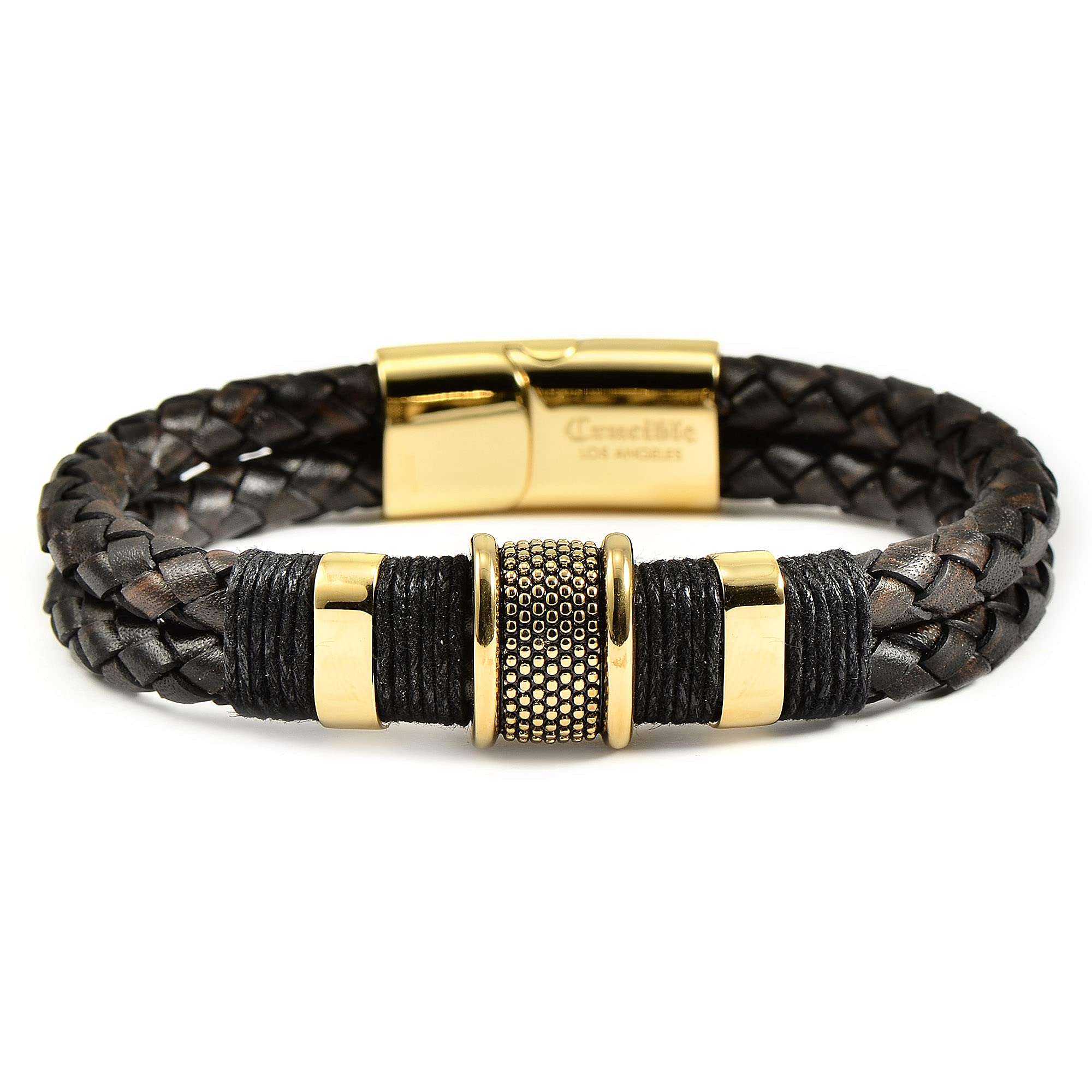 Foto 1 | Pulsera Crucible De Acero Inoxidable Bañada En Oro, 21 Cm - Venta Internacional.