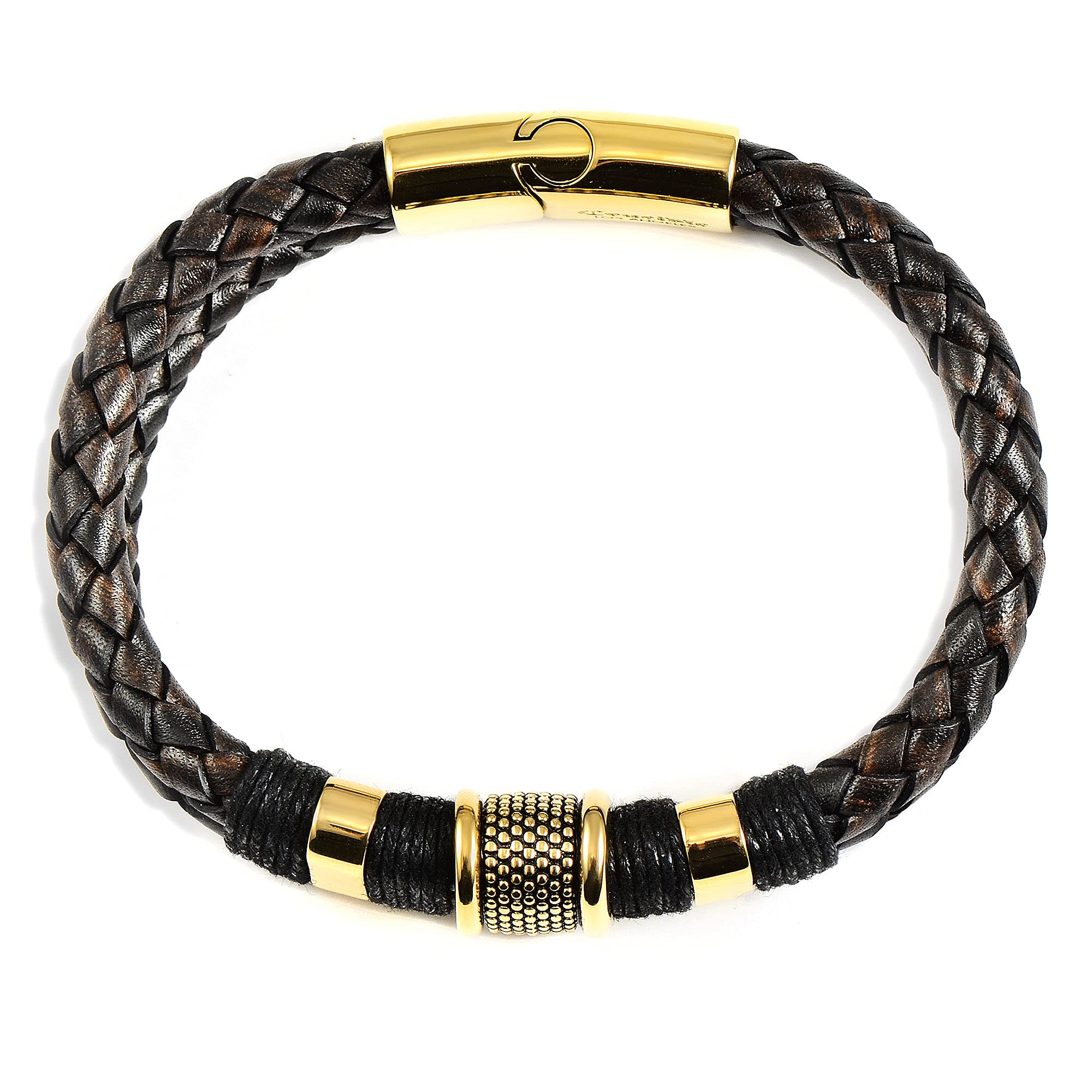 Foto 3 pulgar | Pulsera Crucible De Acero Inoxidable Bañada En Oro, 21 Cm - Venta Internacional.