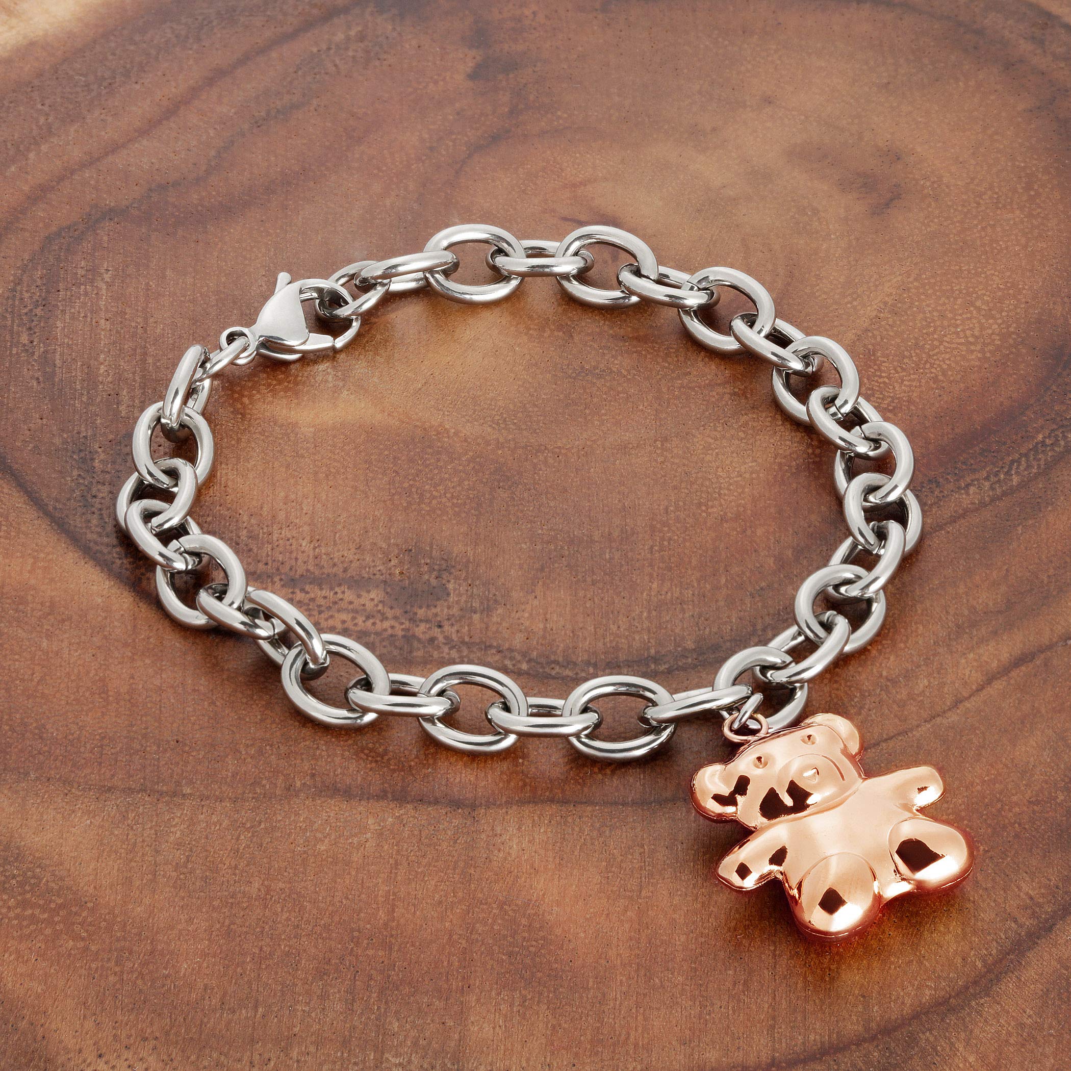 Foto 4 | Pulsera West Coast Jewelry De Acero Inoxidable Con Forma De Oso De Oro Rosa - Venta Internacional.