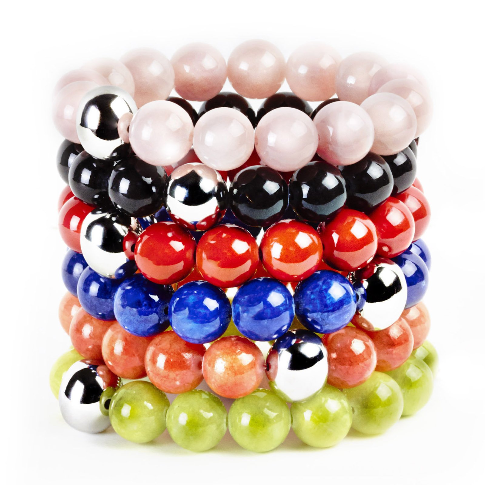 Foto 2 | Pulsera West Coast Jewelry Elya De Jade Teñido De Blanco Con Cuentas De Acero - Venta Internacional.
