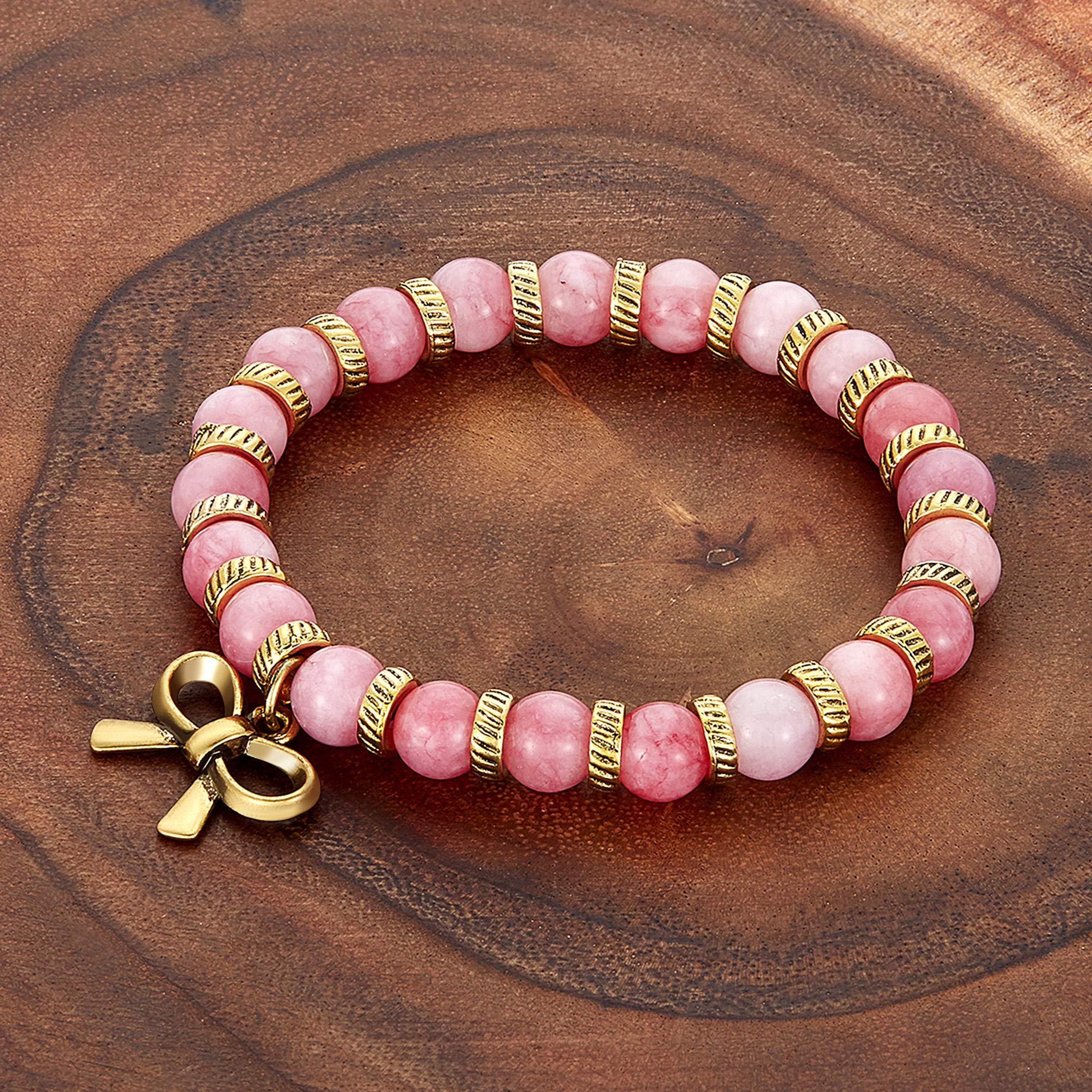 Foto 6 pulgar | Brazalete West Coast Jewelry Con Forma De Pajarita Con Piedra De Jade Rosa - Venta Internacional.