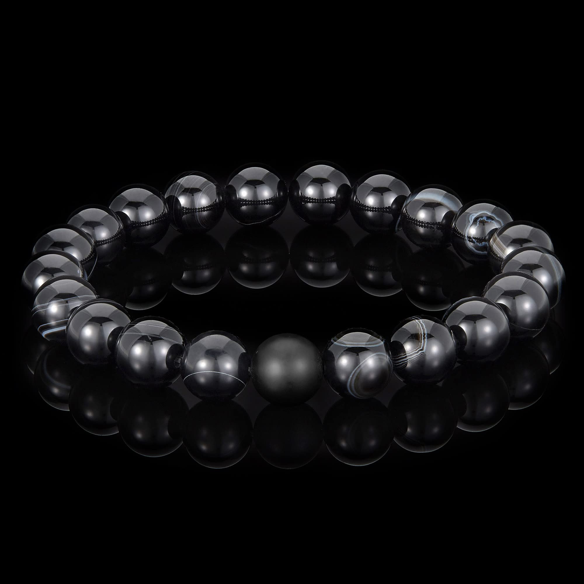 Foto 5 pulgar | Pulsera West Coast Jewelry Crucible Con Ágata Con Bandas Negras - Venta Internacional.