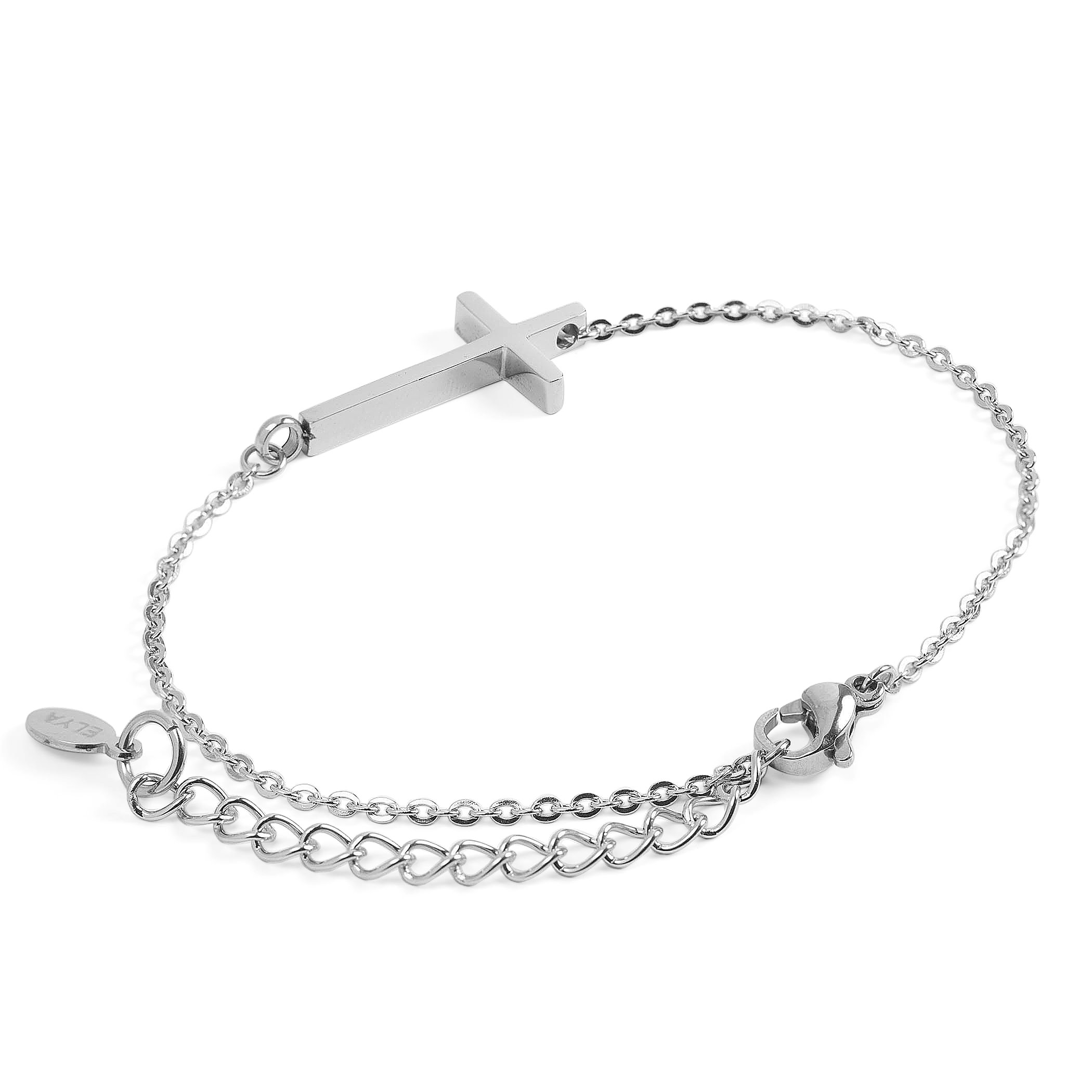 Foto 2 | Pulsera West Coast Jewelry De Acero Inoxidable Con Forma De Cruz Lateral - Venta Internacional.