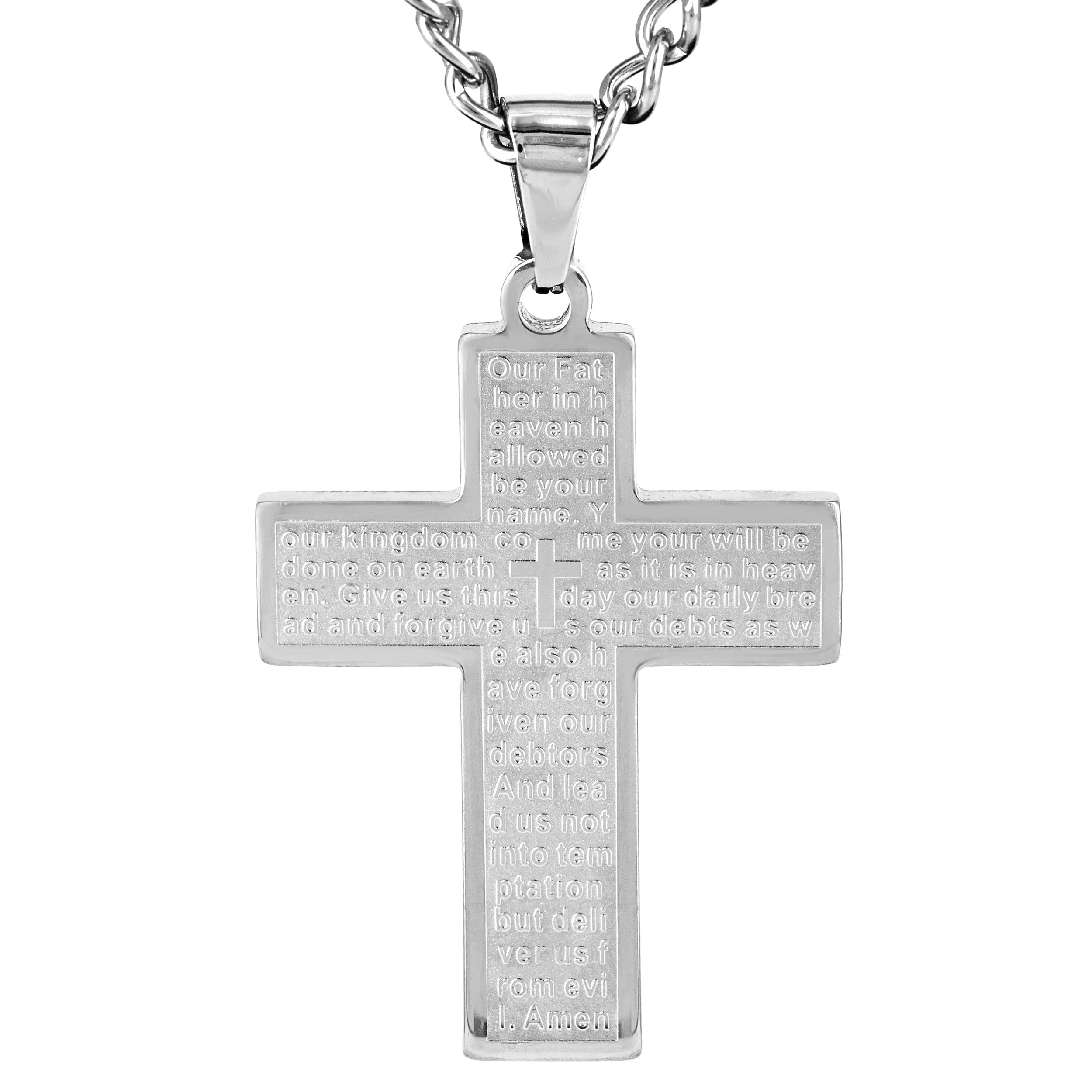 Foto 2 pulgar | Collar De Acero Para Hombre Con Forma De Cruz De Oración Del Señor De West Coast Jewelry - Venta Internacional.