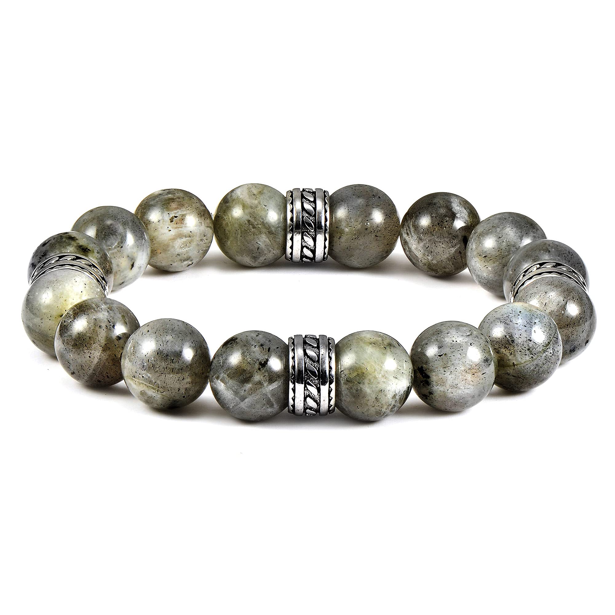 Foto 1 | Pulsera Crucible Con Cuentas De Labradorita Elástica De 12 Mm - Venta Internacional.