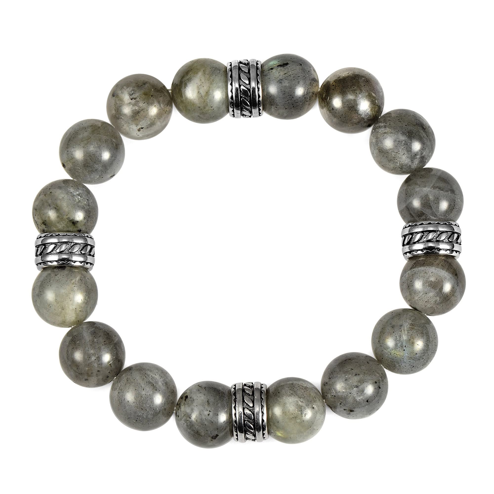 Foto 3 pulgar | Pulsera Crucible Con Cuentas De Labradorita Elástica De 12 Mm - Venta Internacional.