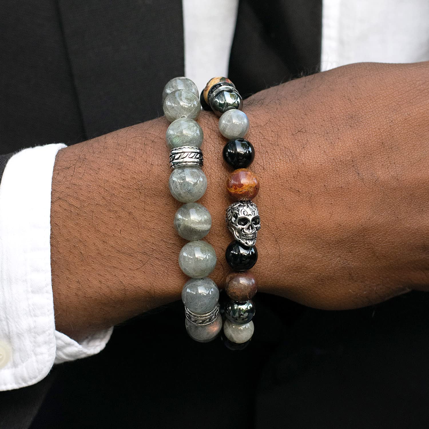 Foto 3 | Pulsera Crucible Con Cuentas De Labradorita Elástica De 12 Mm - Venta Internacional.