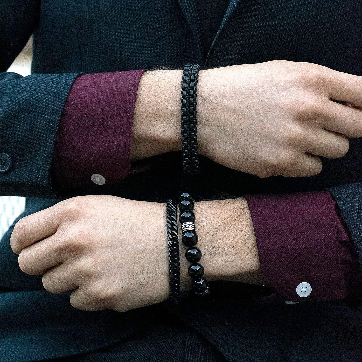 Foto 5 | Pulsera West Coast Jewelry Crucible De Acero Inoxidable Negro Pulido - Venta Internacional.