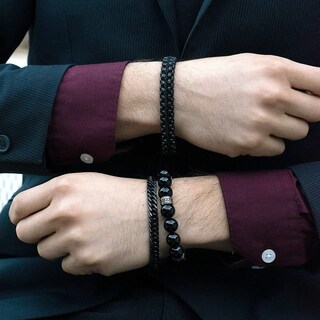 Foto 5 | Pulsera West Coast Jewelry Crucible De Acero Inoxidable Negro Pulido - Venta Internacional.
