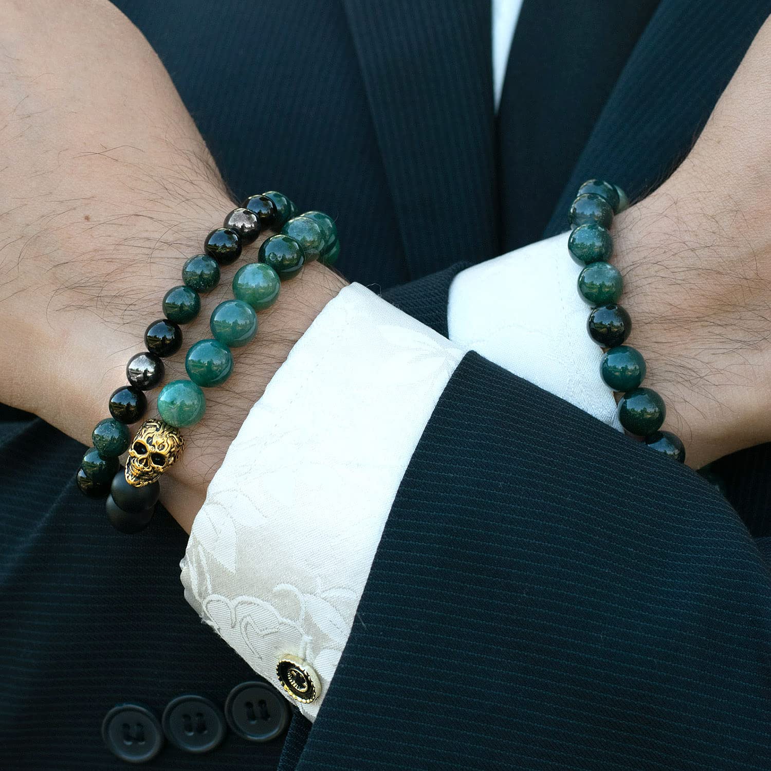 Foto 4 pulgar | Pulsera West Coast Jewelry Crisol Moss Agata Stone - Venta Internacional.