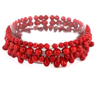 Foto 1 | Pulsera West Coast Jewelry Con Cuentas De Coral Teñidas De Rojo (juego De 3) - Venta Internacional.