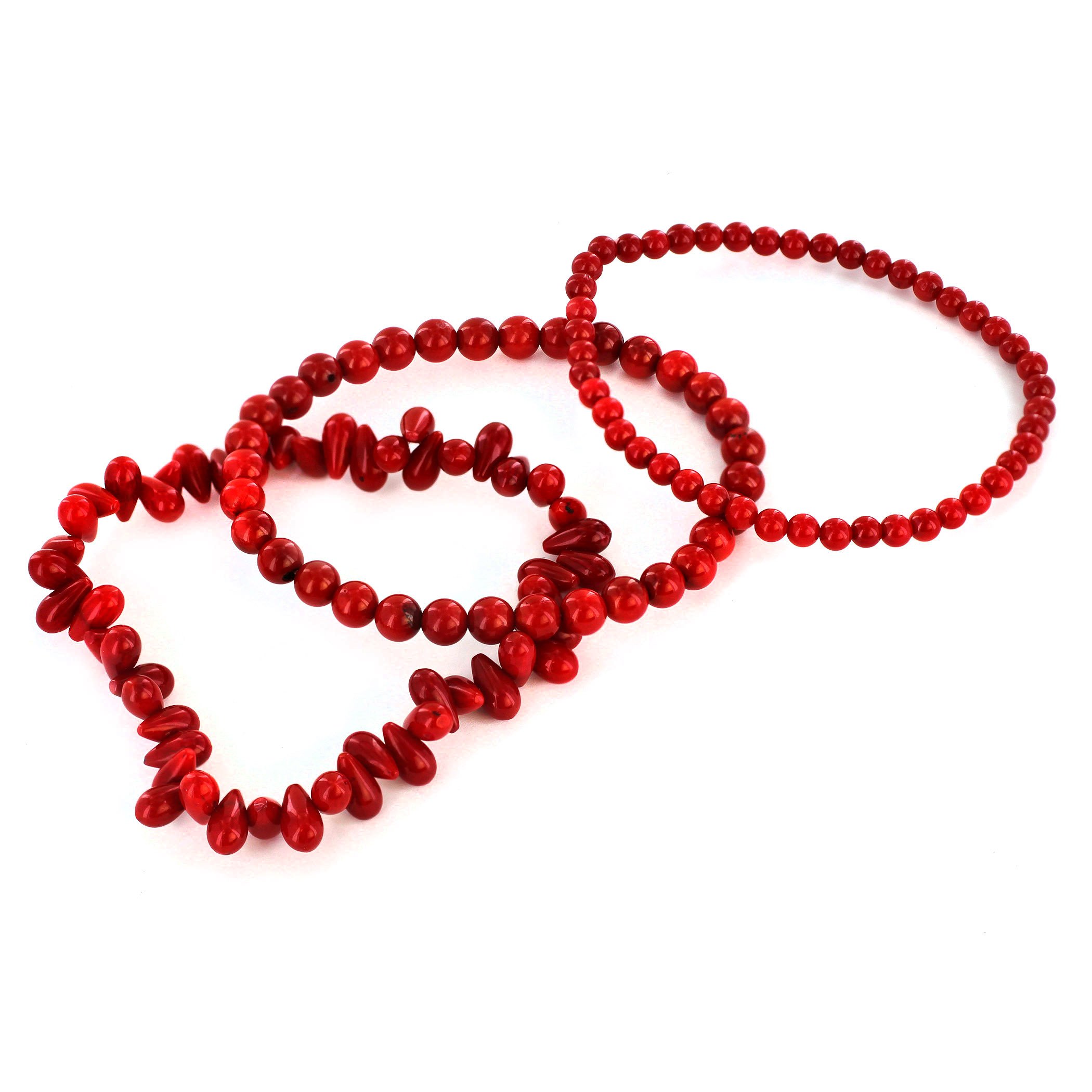Foto 2 | Pulsera West Coast Jewelry Con Cuentas De Coral Teñidas De Rojo (juego De 3) - Venta Internacional.