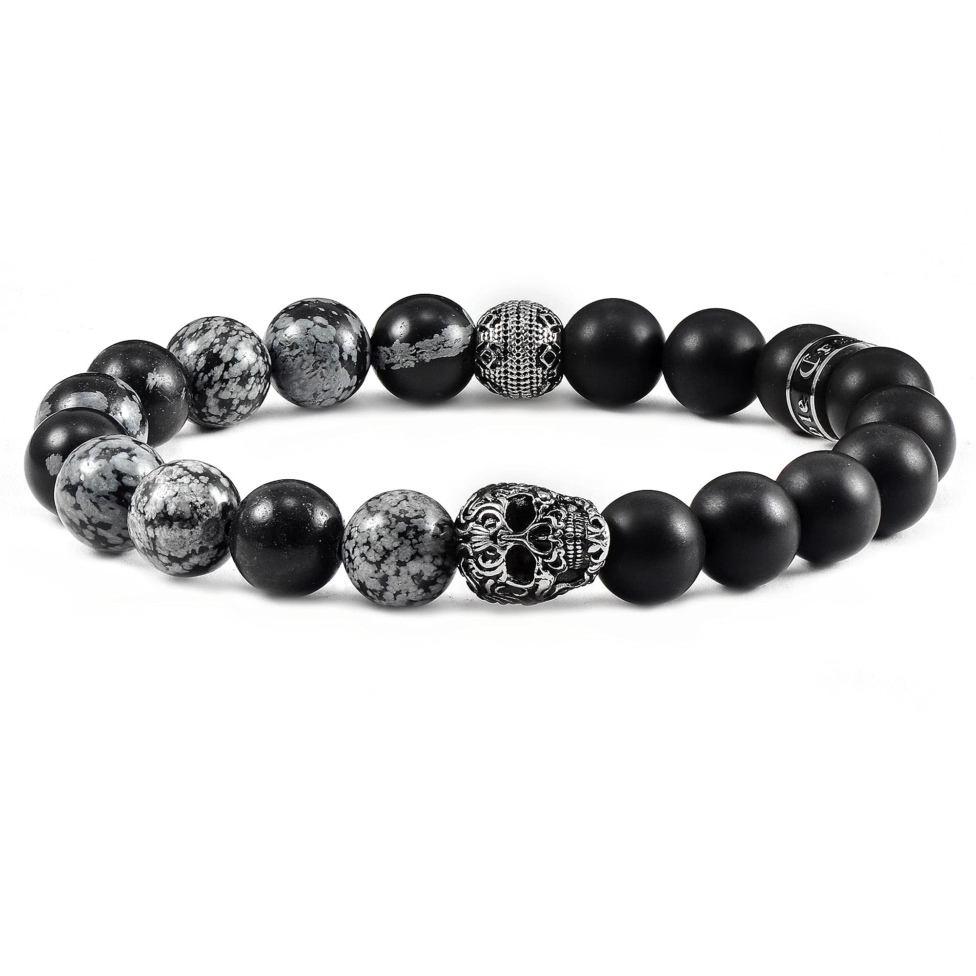 Foto 2 pulgar | Brazalete Crucible De Acero Inoxidable Con Calavera, Copo De Nieve, Ágata Y Ónix - Venta Internacional.