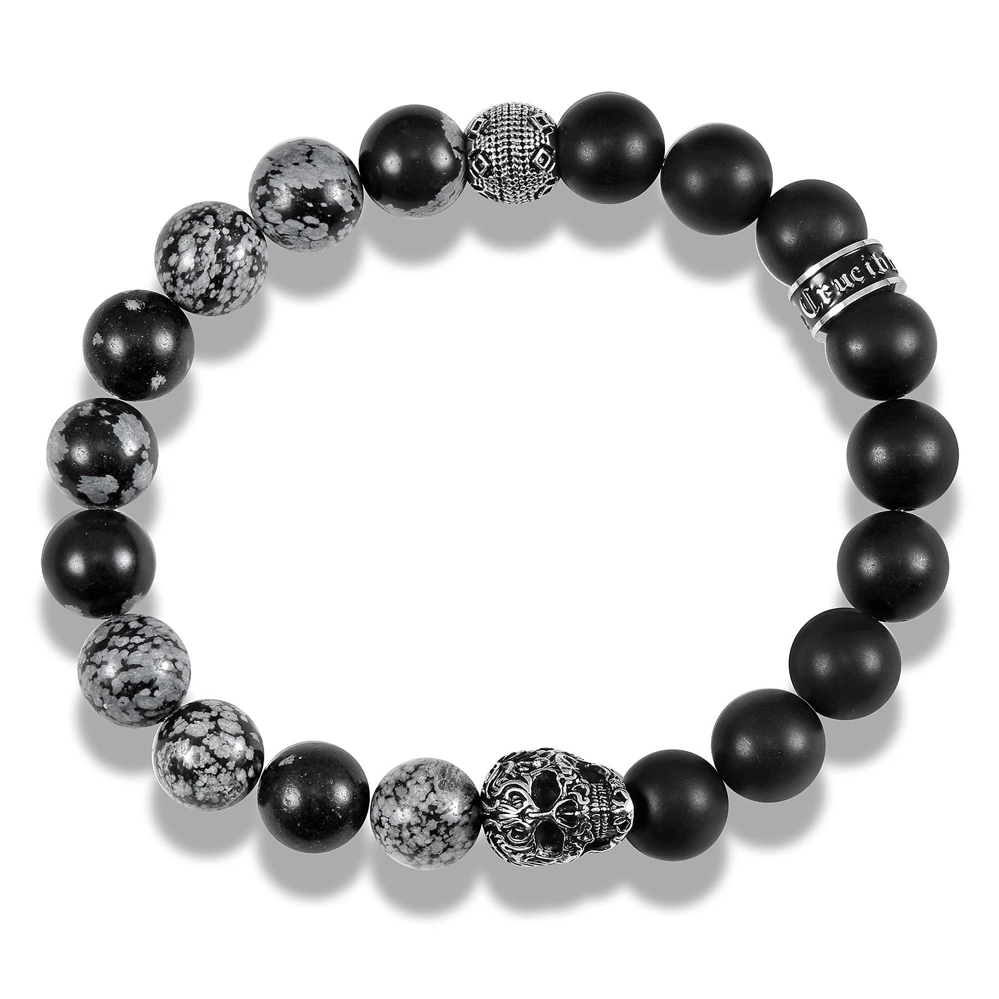 Foto 3 pulgar | Brazalete Crucible De Acero Inoxidable Con Calavera, Copo De Nieve, Ágata Y Ónix - Venta Internacional.