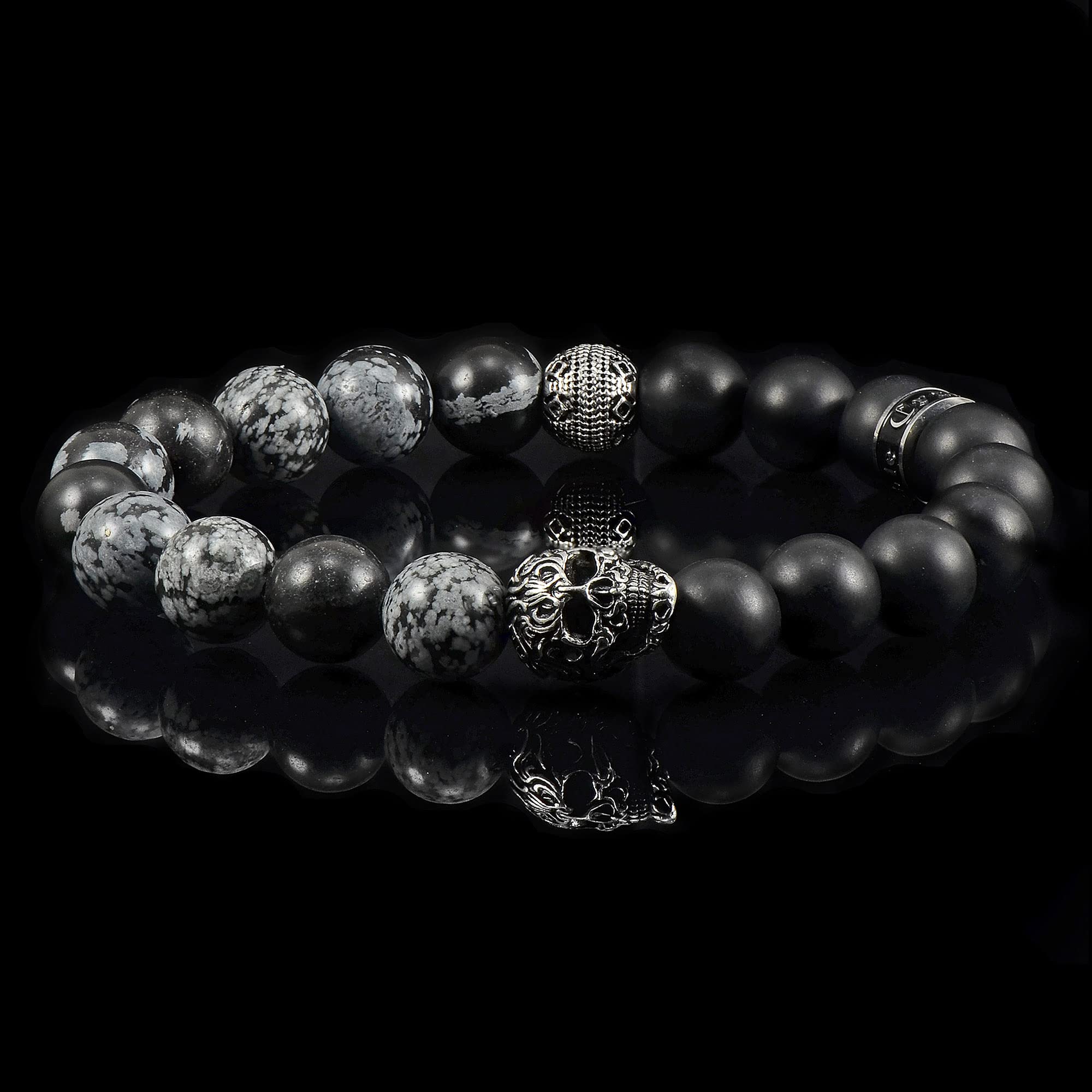 Foto 5 pulgar | Brazalete Crucible De Acero Inoxidable Con Calavera, Copo De Nieve, Ágata Y Ónix - Venta Internacional.