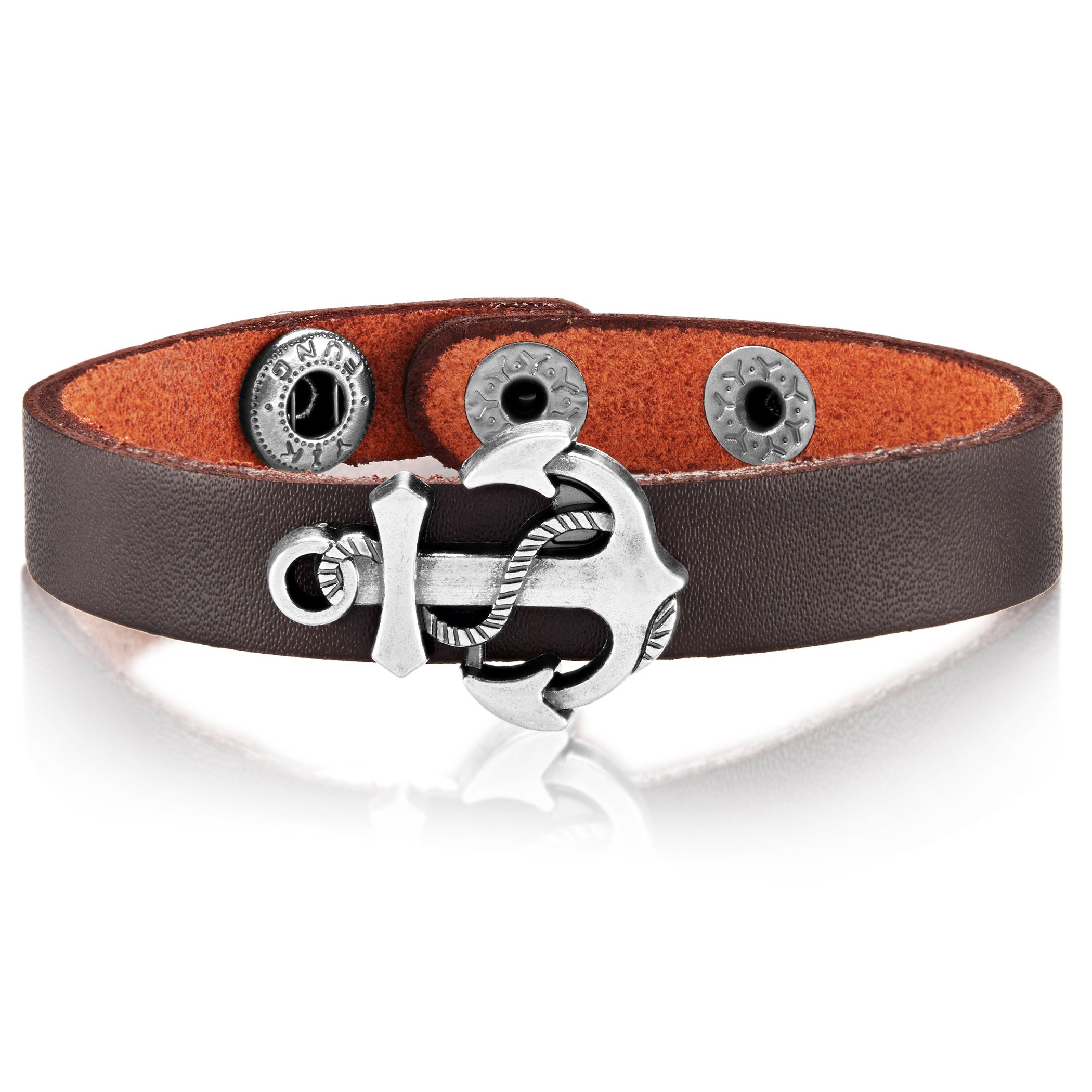 Foto 2 pulgar | Pulsera West Coast Jewelry Anchor Charm De Piel Para Hombre - Venta Internacional.