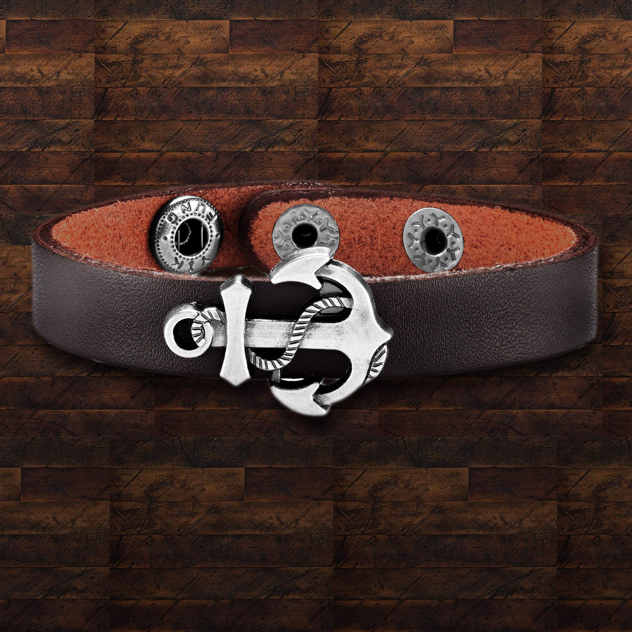 Foto 3 pulgar | Pulsera West Coast Jewelry Anchor Charm De Piel Para Hombre - Venta Internacional.
