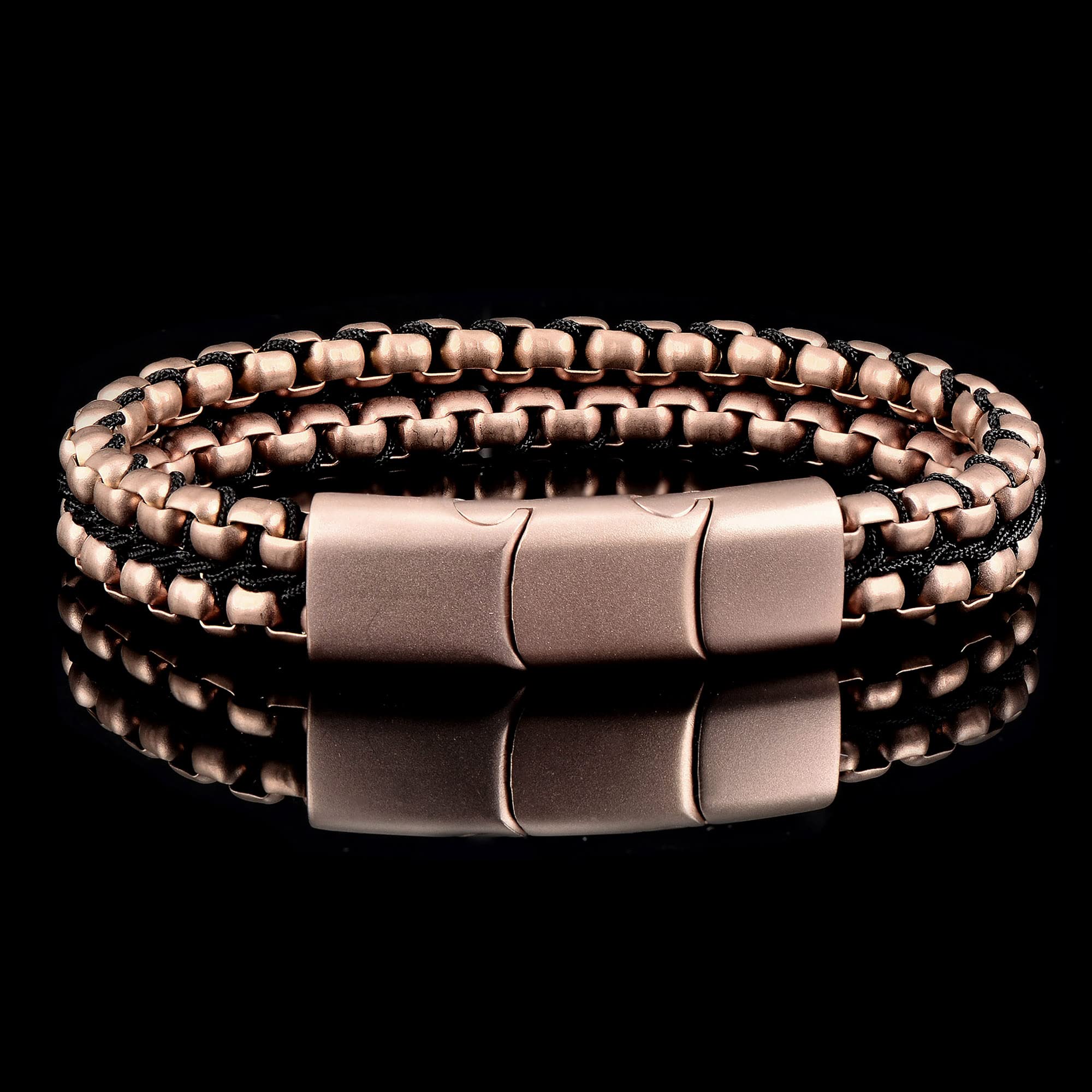 Foto 5 pulgar | Brazalete Crucible De Acero Inoxidable Chapado En Oro Rosa Con Acabado Mate - Venta Internacional.