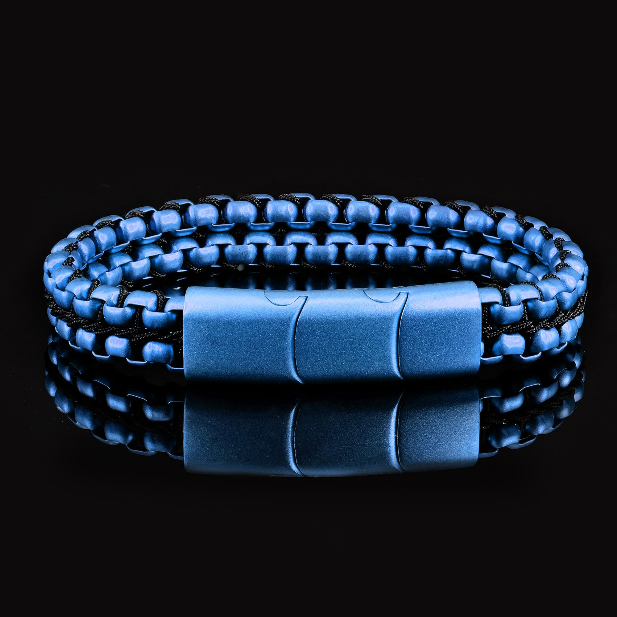 Foto 5 pulgar | Brazalete Crucible De Acero Inoxidable Bañado En Azul Con Acabado Mate - Venta Internacional.