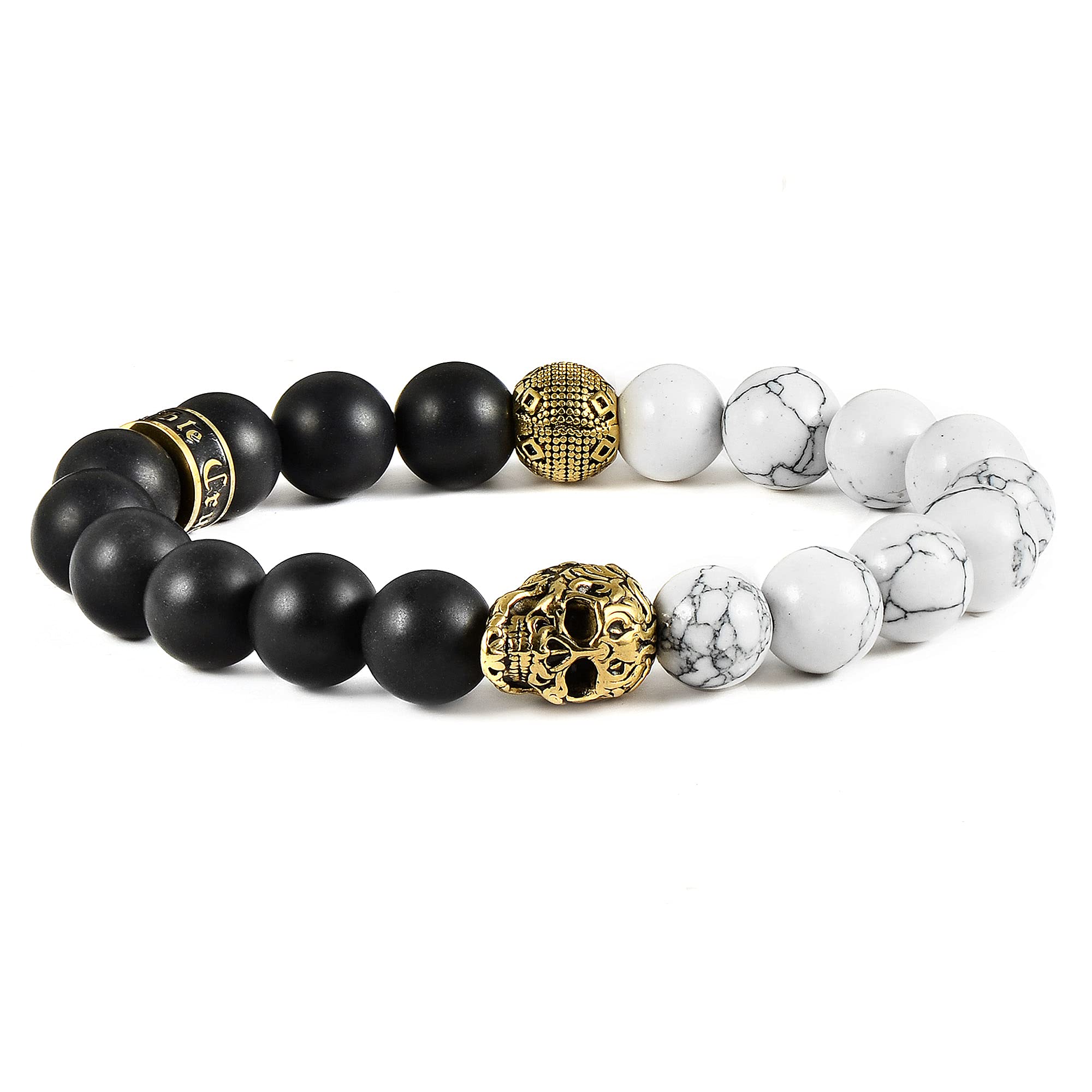 Foto 2 pulgar | Brazalete Crucible De Acero Inoxidable Chapado En Oro Con Calavera De Howlita - Venta Internacional.