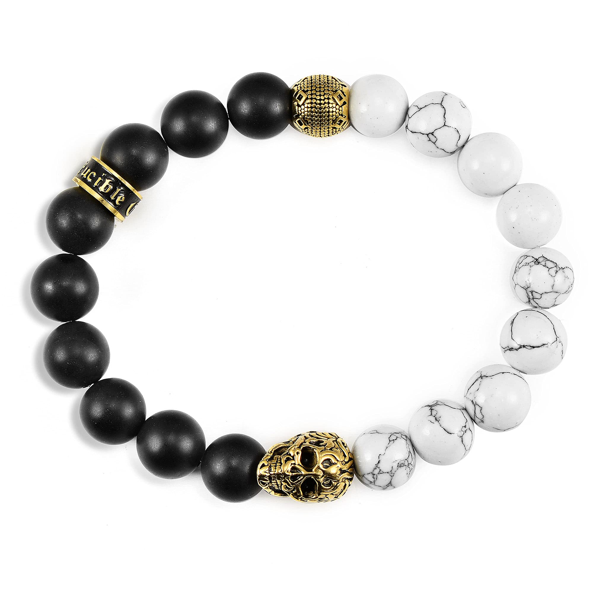 Foto 3 pulgar | Brazalete Crucible De Acero Inoxidable Chapado En Oro Con Calavera De Howlita - Venta Internacional.