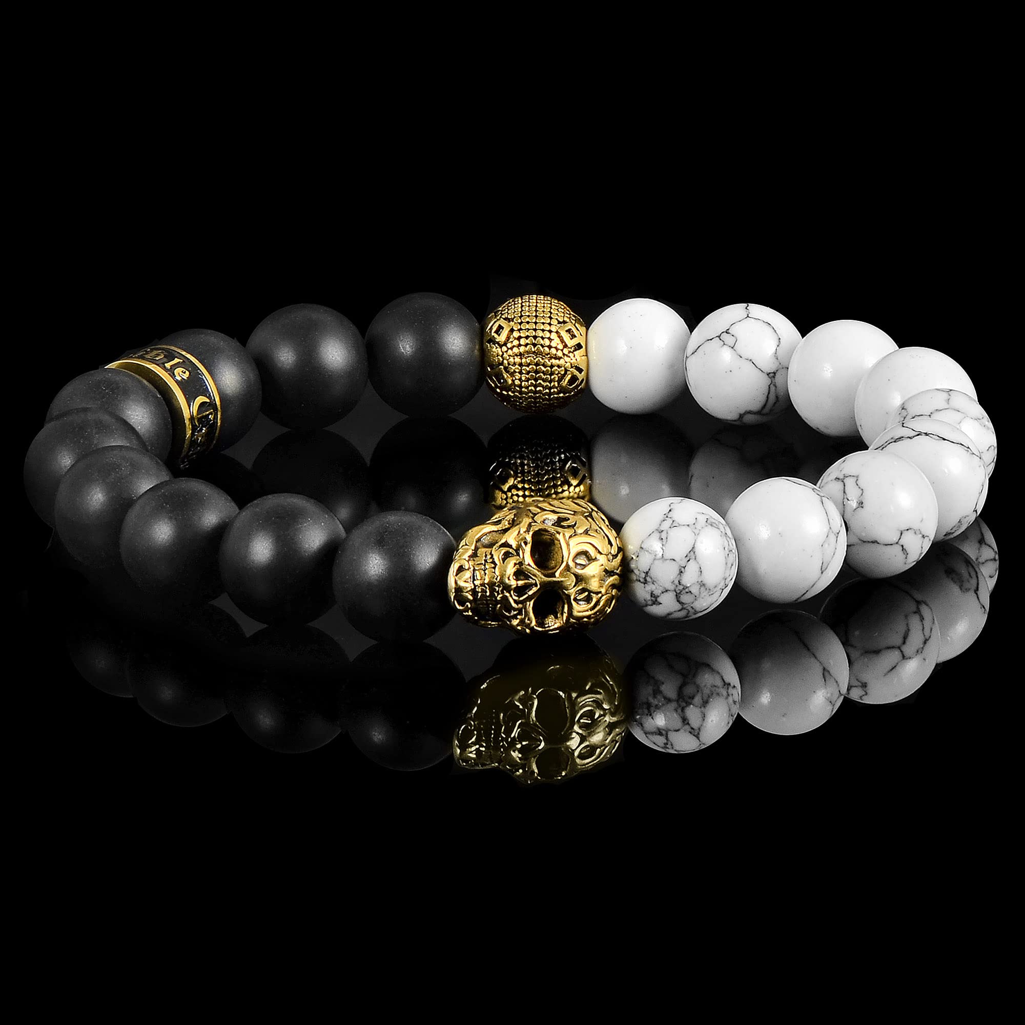 Foto 6 pulgar | Brazalete Crucible De Acero Inoxidable Chapado En Oro Con Calavera De Howlita - Venta Internacional.