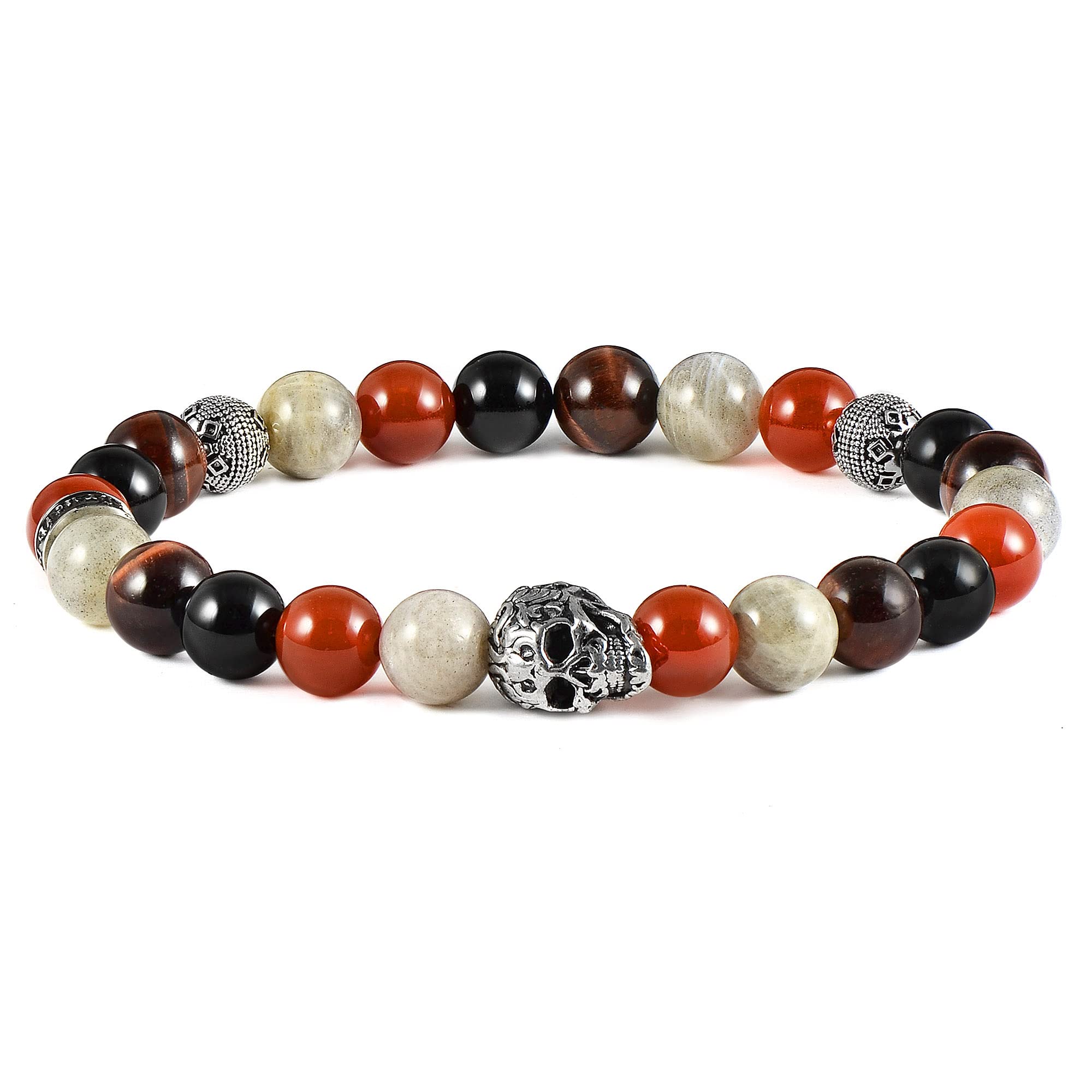 Foto 1 | Brazalete Crucible De Acero Inoxidable Con Calavera, Ónix Y Labradorita - Venta Internacional.