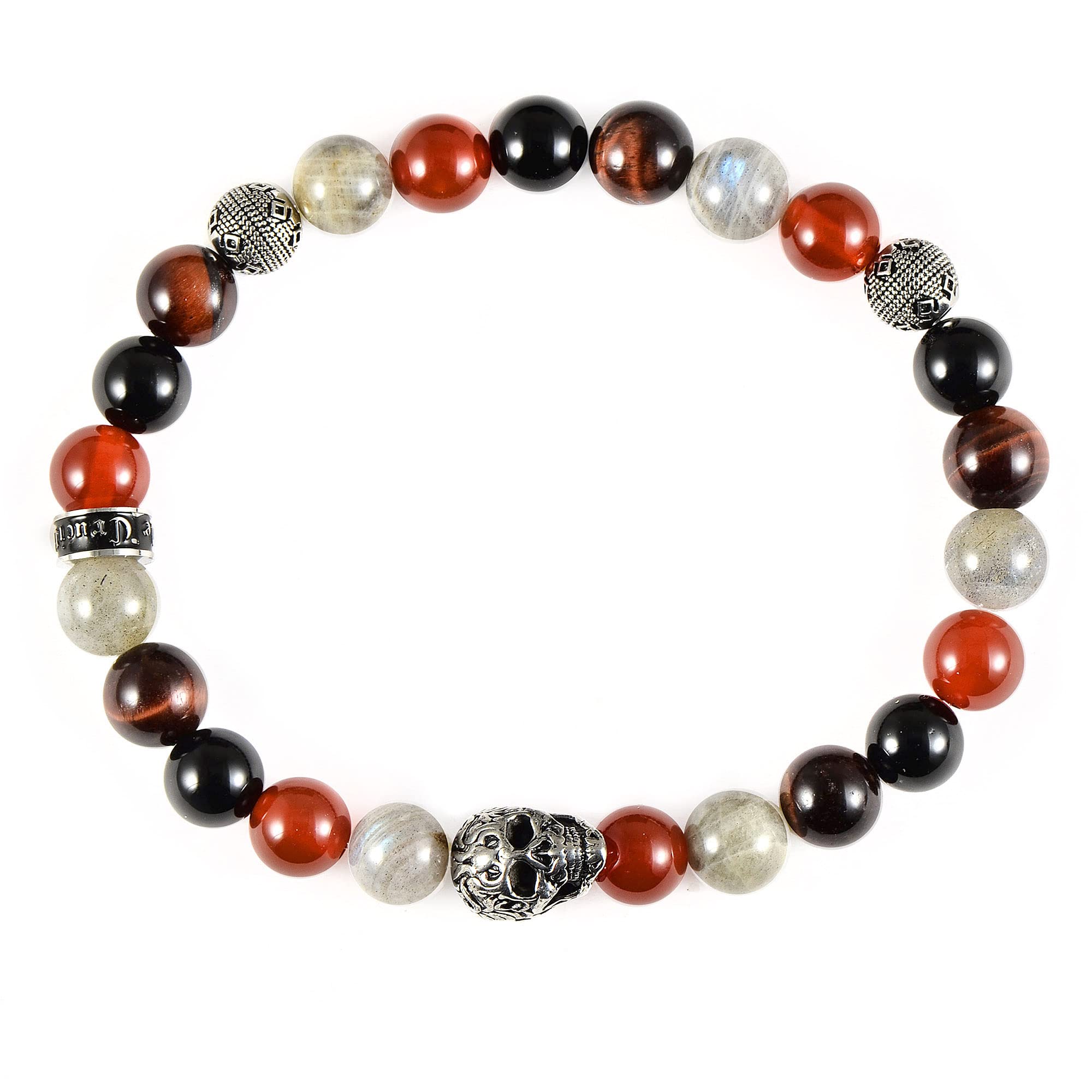 Foto 2 | Brazalete Crucible De Acero Inoxidable Con Calavera, Ónix Y Labradorita - Venta Internacional.