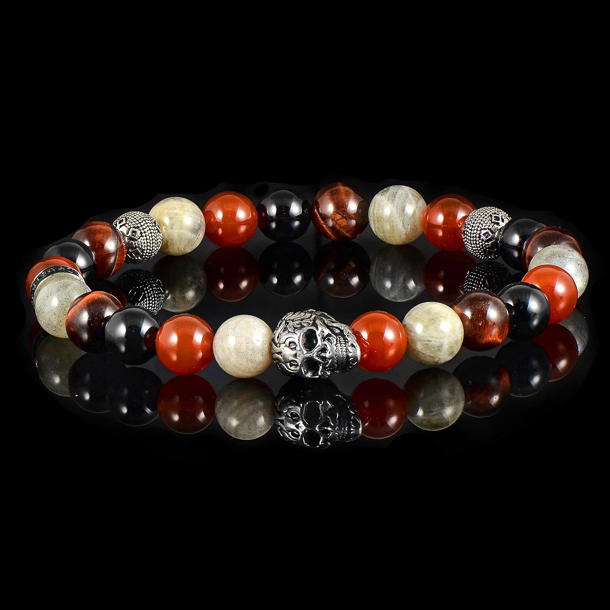 Foto 5 | Brazalete Crucible De Acero Inoxidable Con Calavera, Ónix Y Labradorita - Venta Internacional.