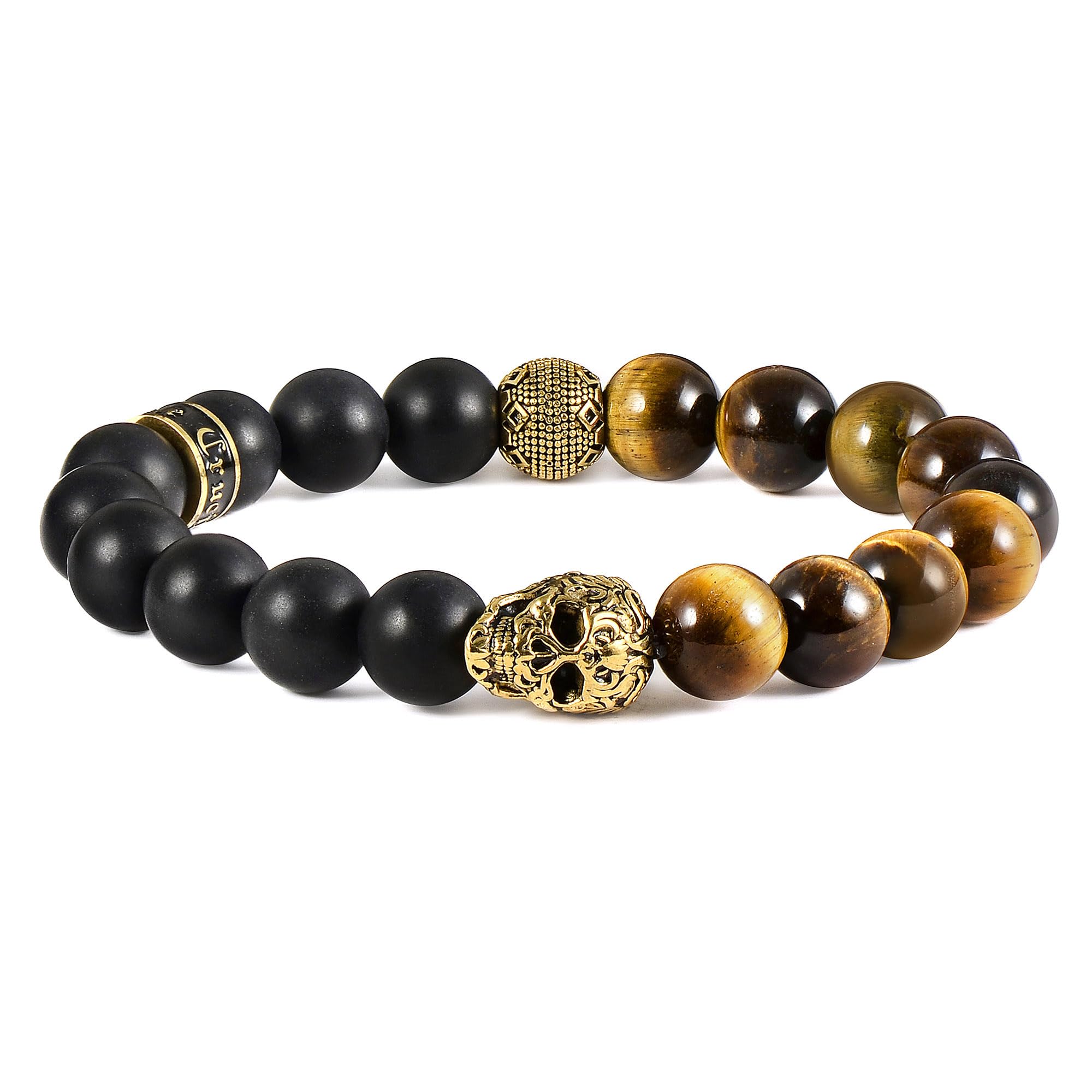Foto 2 pulgar | Pulsera Crucible De Acero Inoxidable Chapada En Oro Con Calavera - Venta Internacional.
