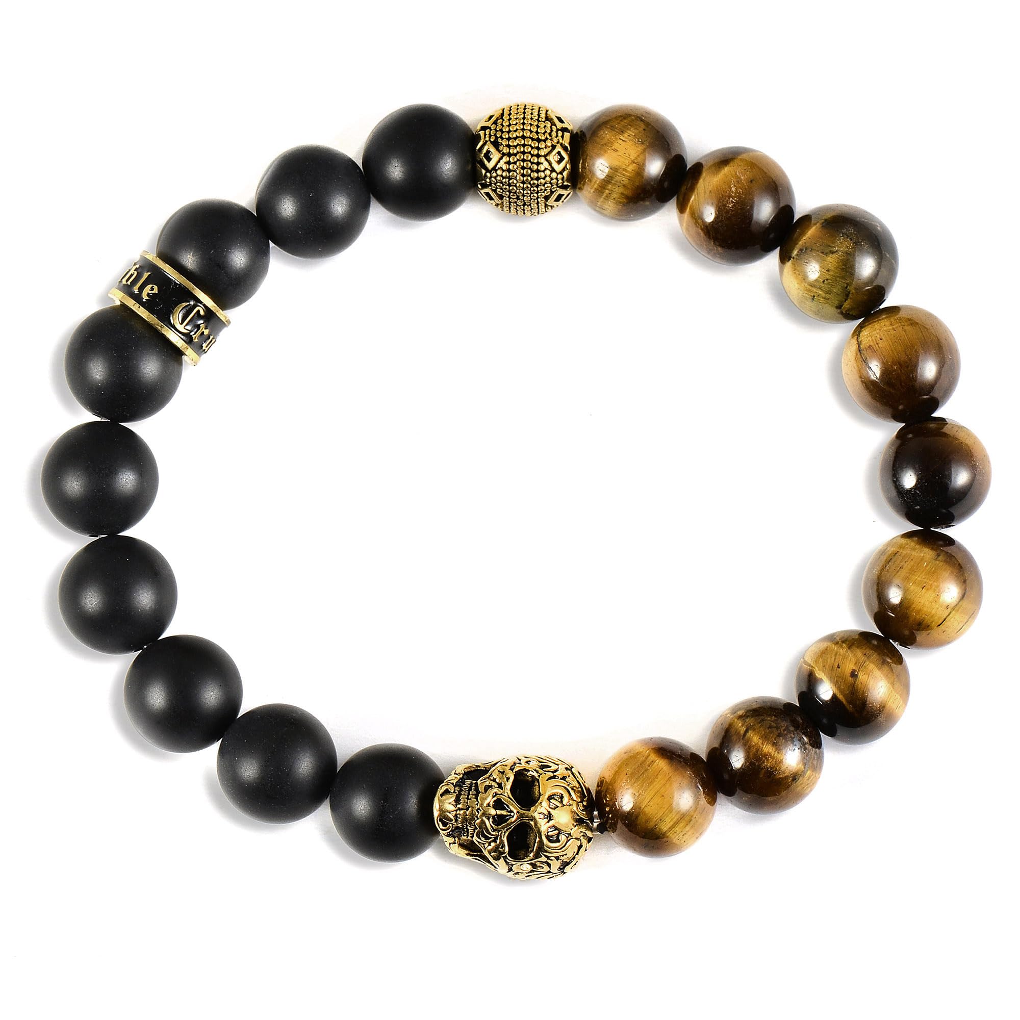 Foto 3 pulgar | Pulsera Crucible De Acero Inoxidable Chapada En Oro Con Calavera - Venta Internacional.